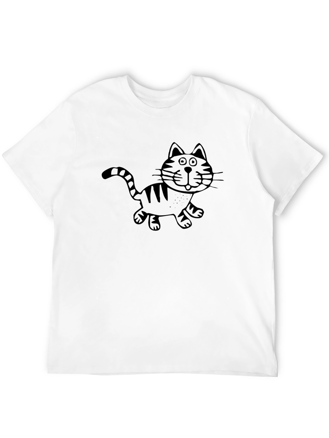 Cartoon Cat Graphic Tee - Black Unisex T-Shirt