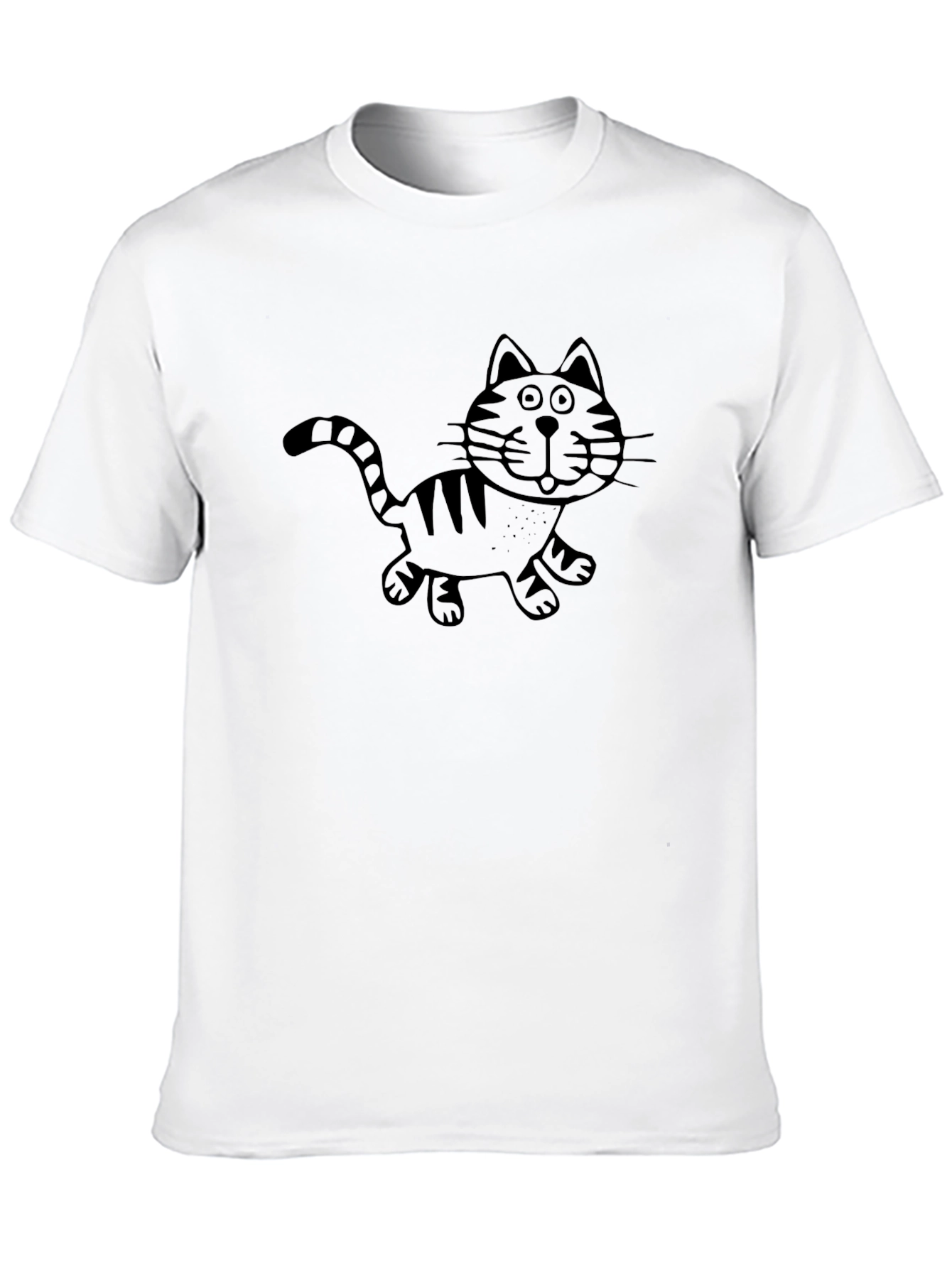 Cartoon Cat Graphic Tee - Black Unisex T-Shirt
