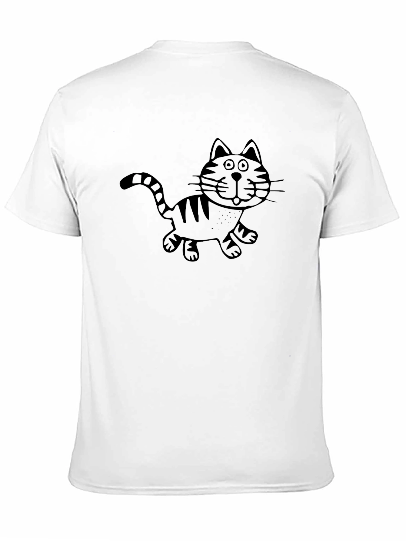 Cartoon Cat Graphic Tee - Black Unisex T-Shirt