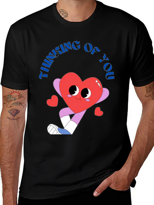 Thinking of You Heart Graphic Tee - Soft Black T-Shirt