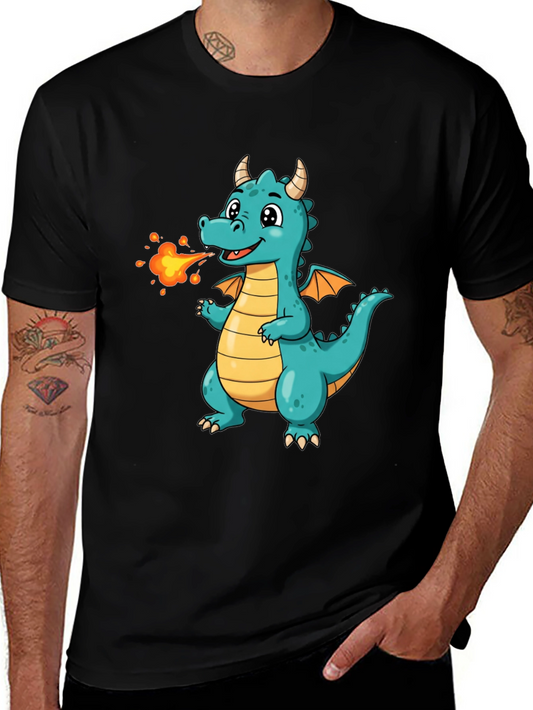 Cute Fire Dragon Graphic Tee - Kids Fun Shirt