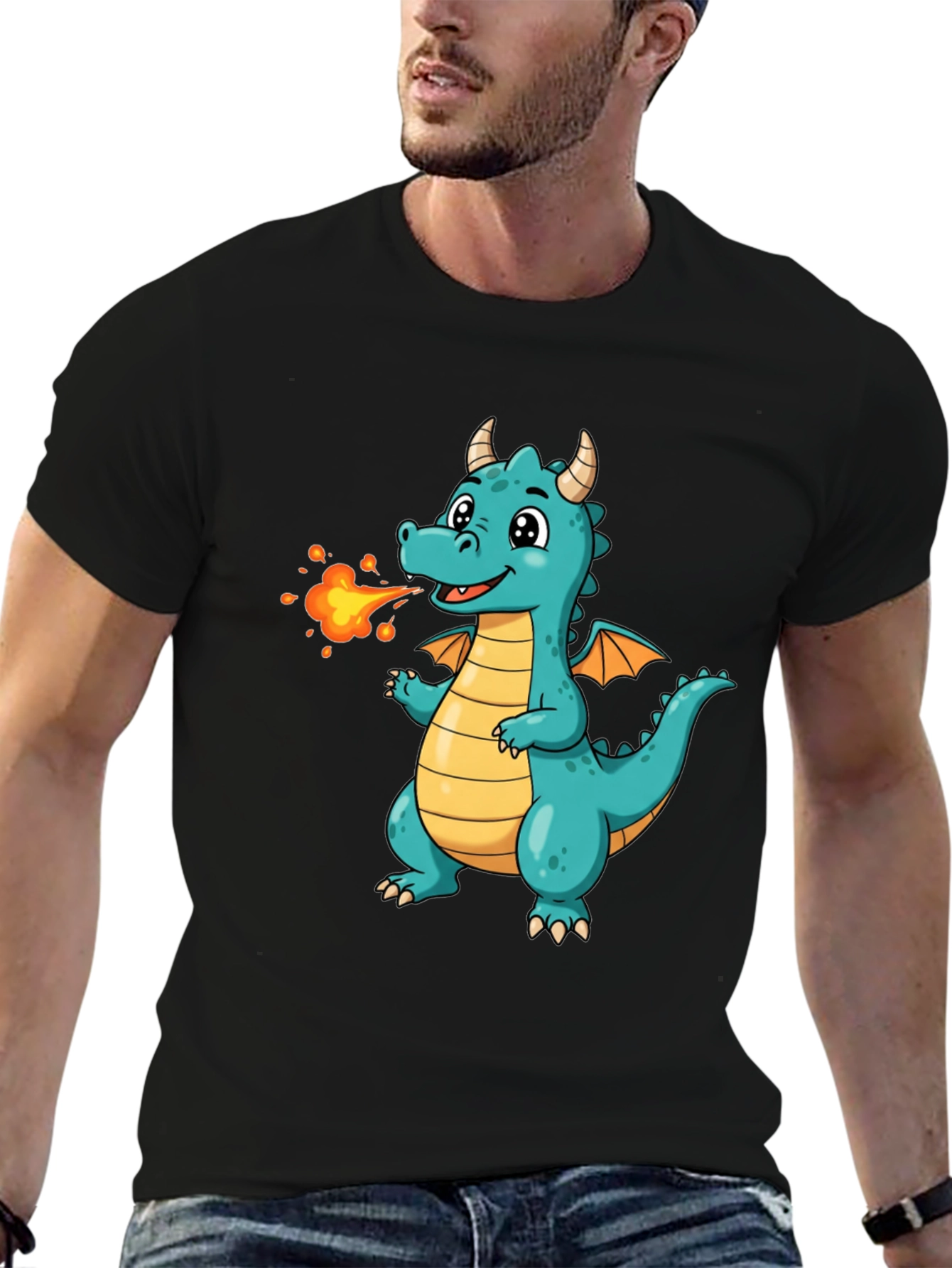 Cute Fire Dragon Graphic Tee - Kids Fun Shirt