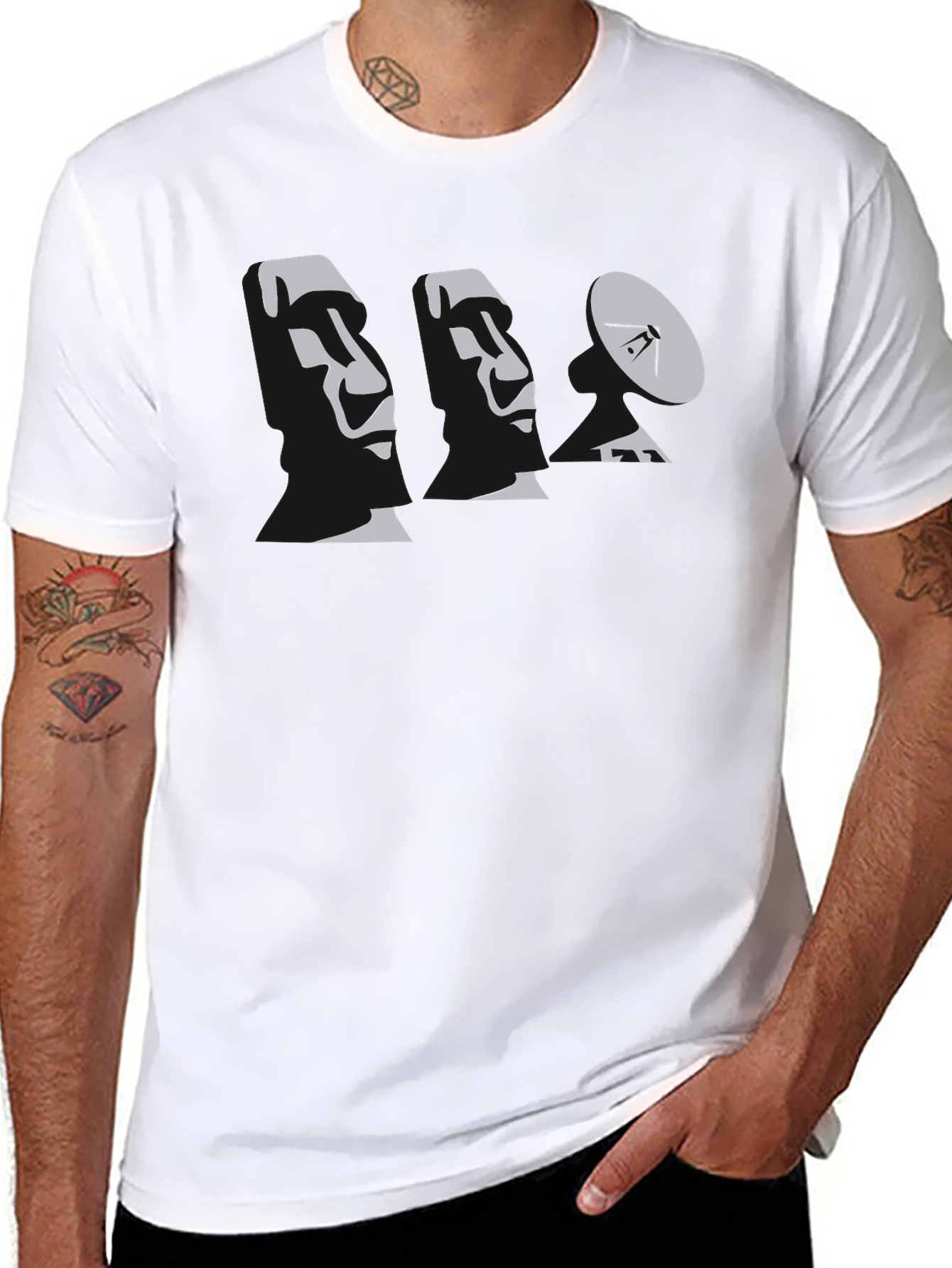 Moai Satellite T-Shirt - Black Graphic Tee