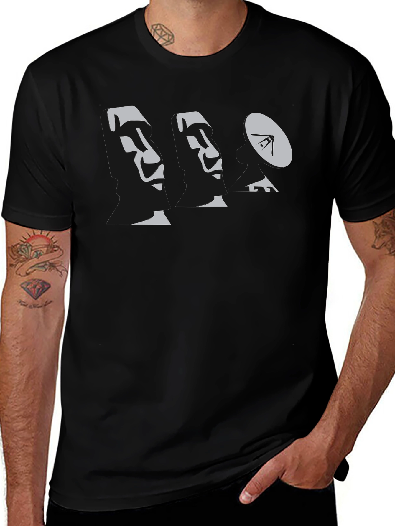 Moai Satellite T-Shirt - Black Graphic Tee
