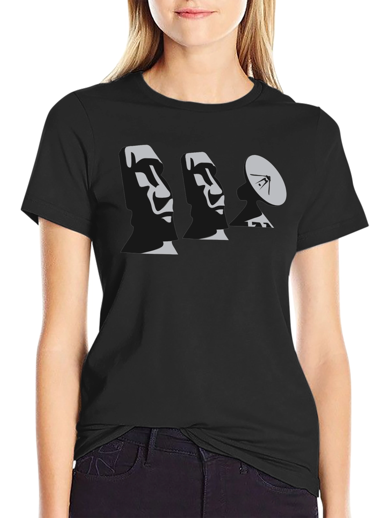Moai Satellite T-Shirt - Black Graphic Tee