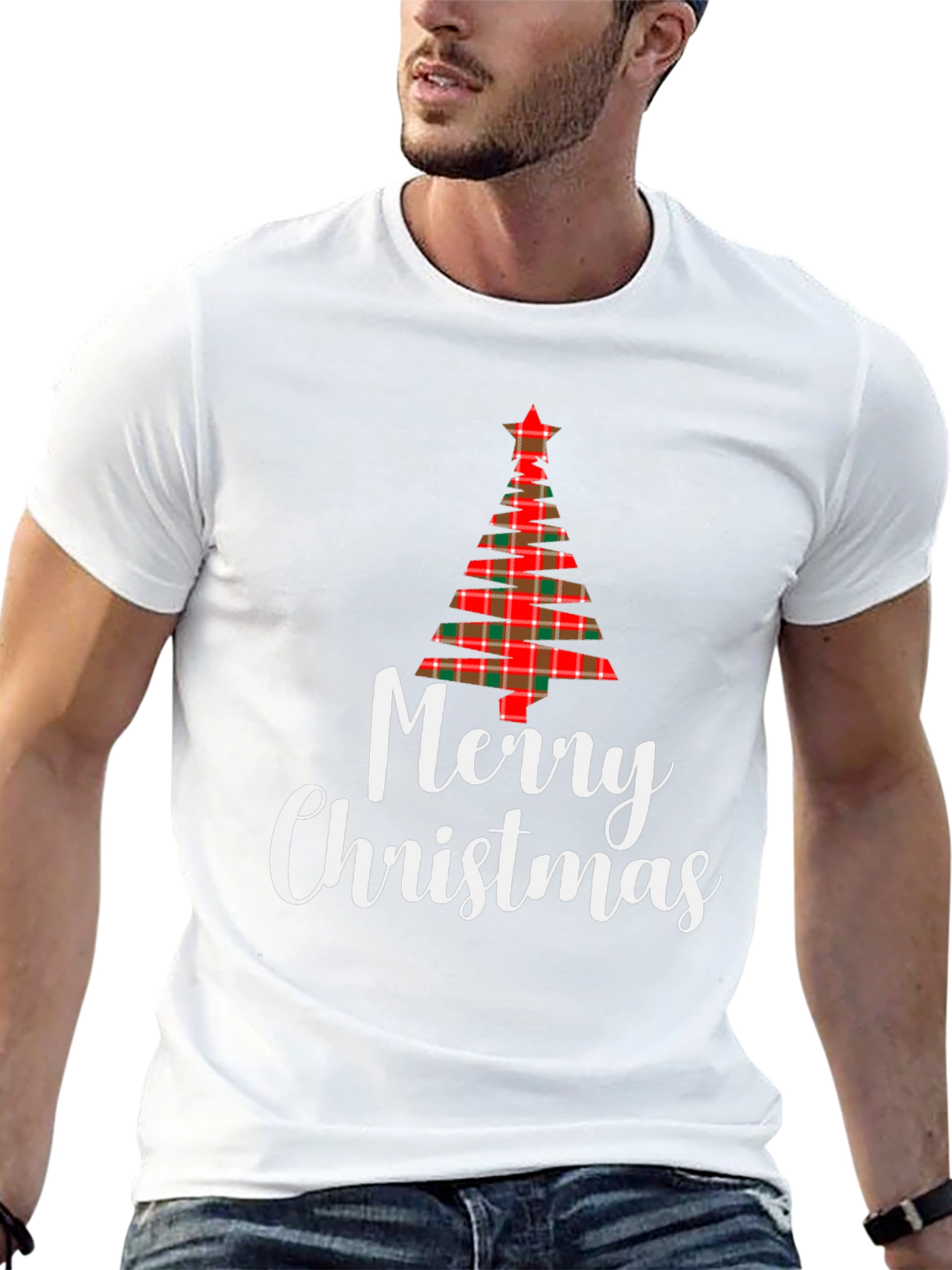 Festive Plaid Christmas Tree Graphic Tee
