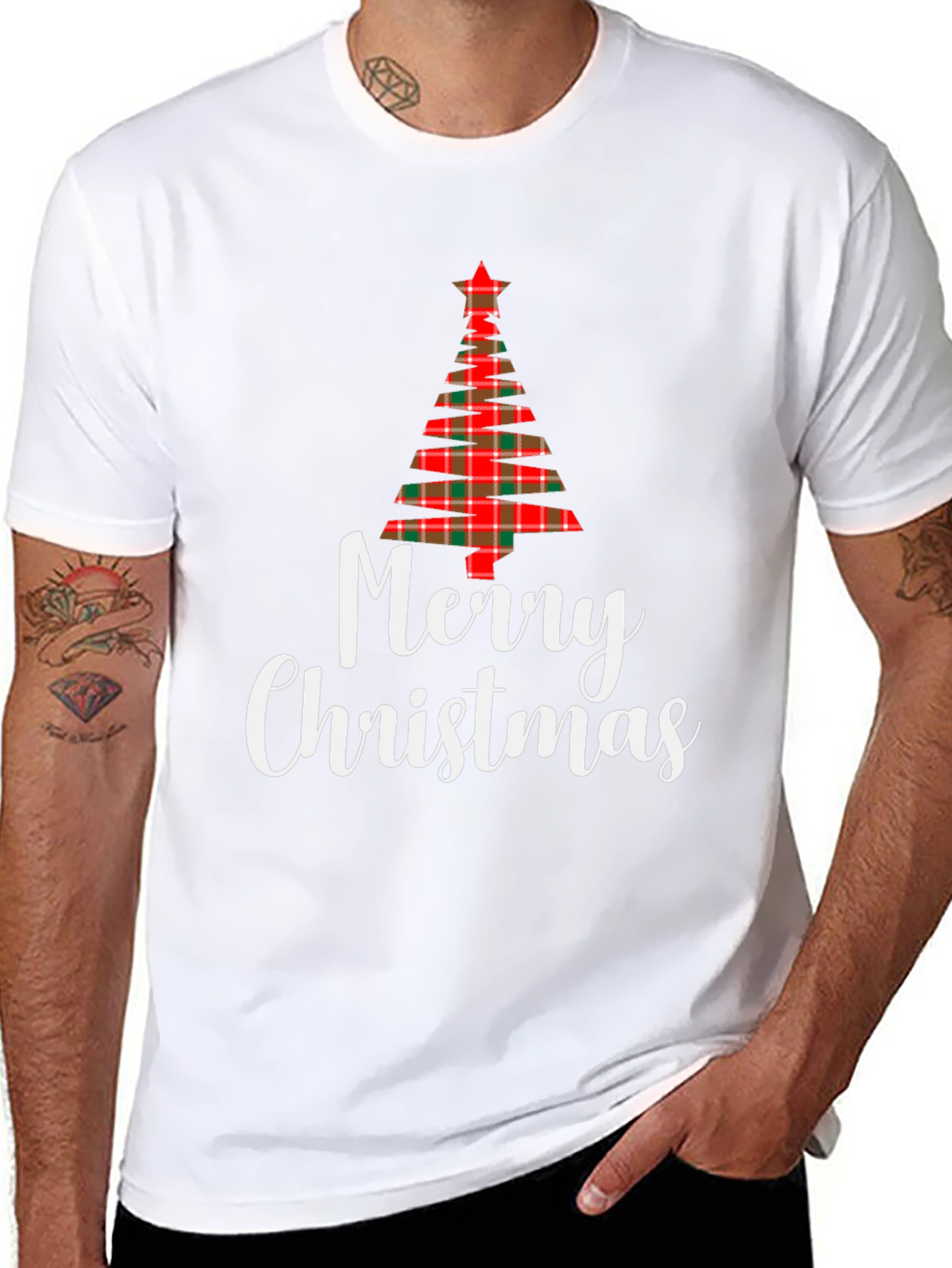 Festive Plaid Christmas Tree Graphic Tee