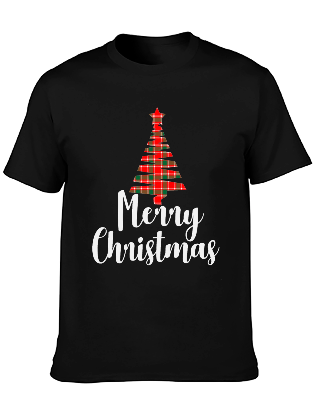 Festive Plaid Christmas Tree Graphic Tee