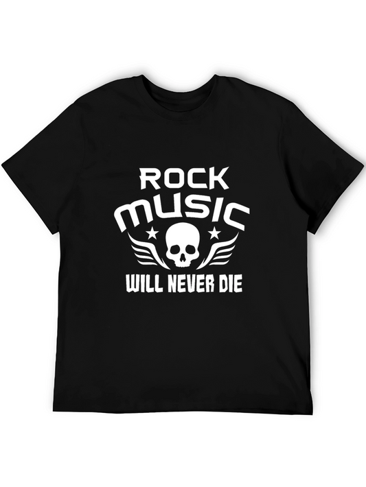 Rock Music Never Die Black Graphic Tee