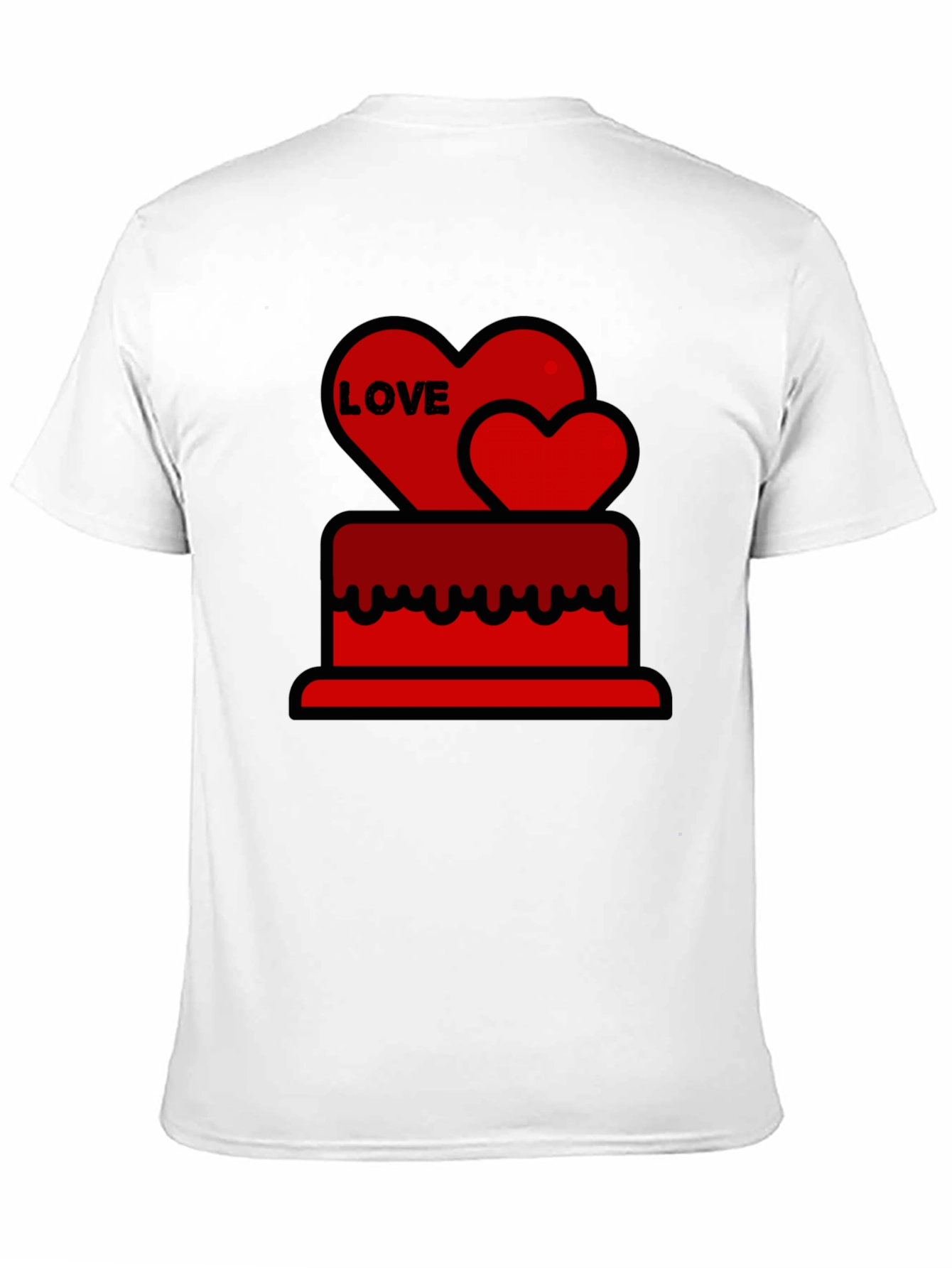 Love Heart Cake Black T-Shirt