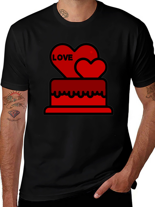 Love Heart Cake Black T-Shirt