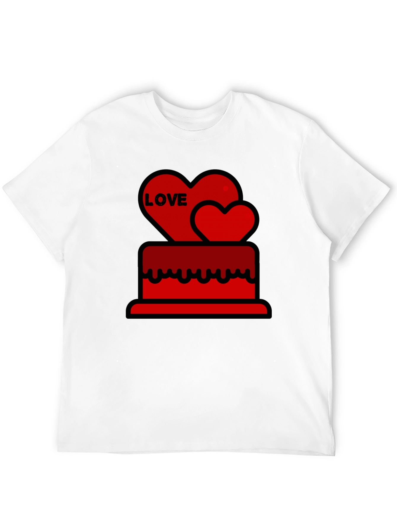 Love Heart Cake Black T-Shirt