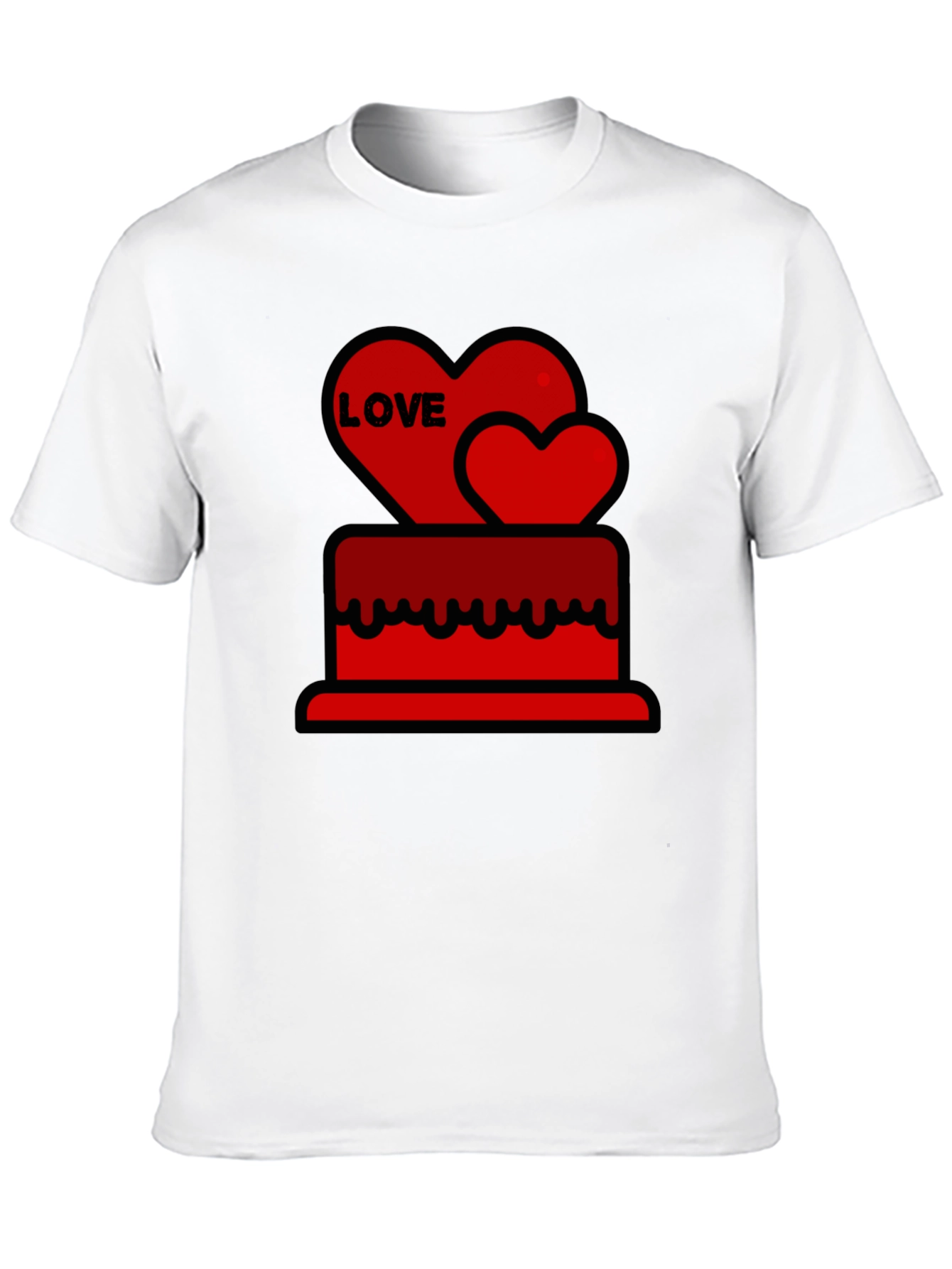 Love Heart Cake Black T-Shirt