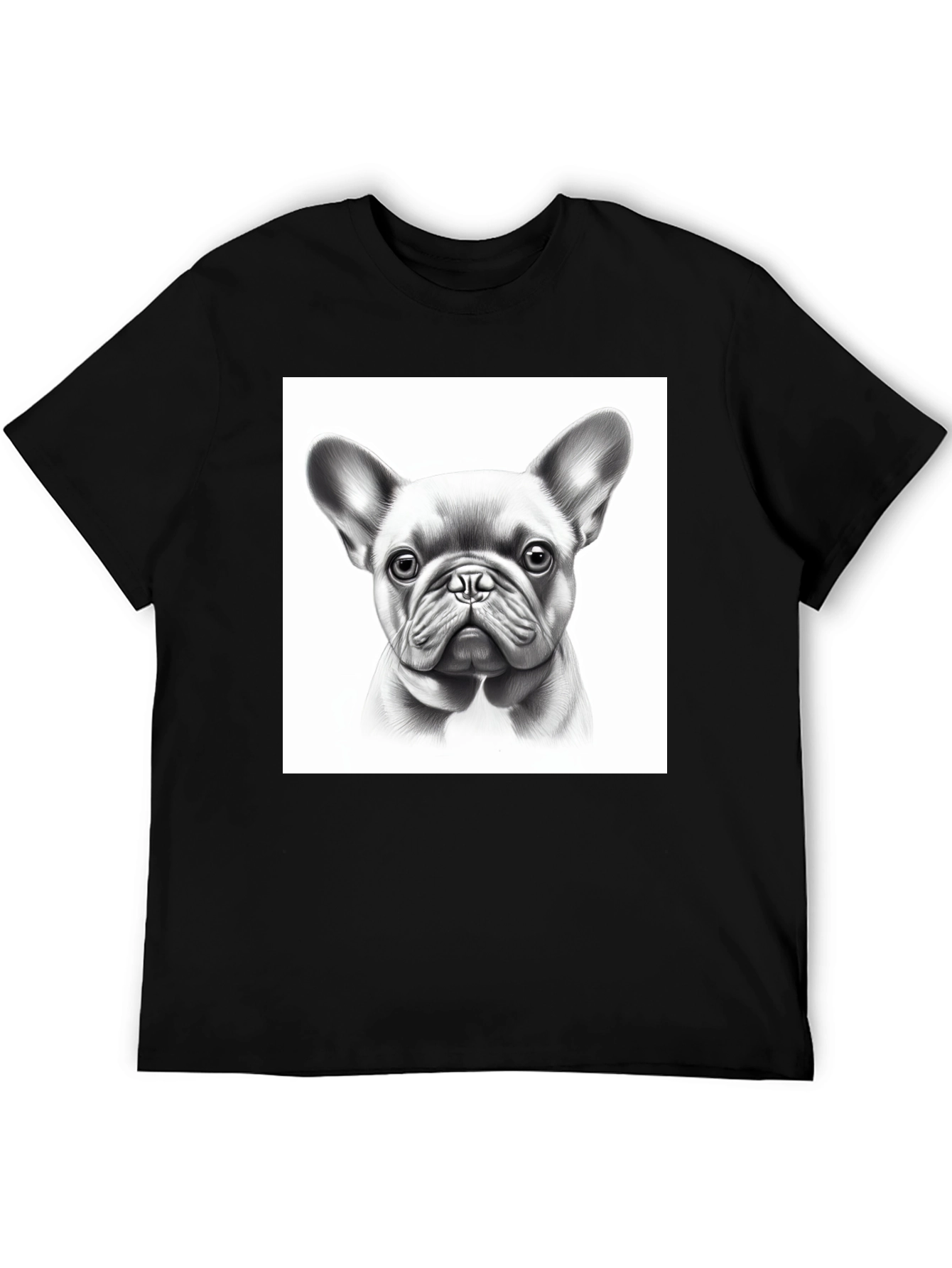 French Bulldog Portrait Black T-Shirt