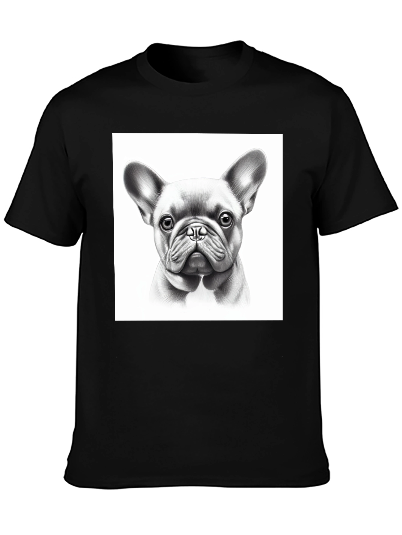 French Bulldog Portrait Black T-Shirt