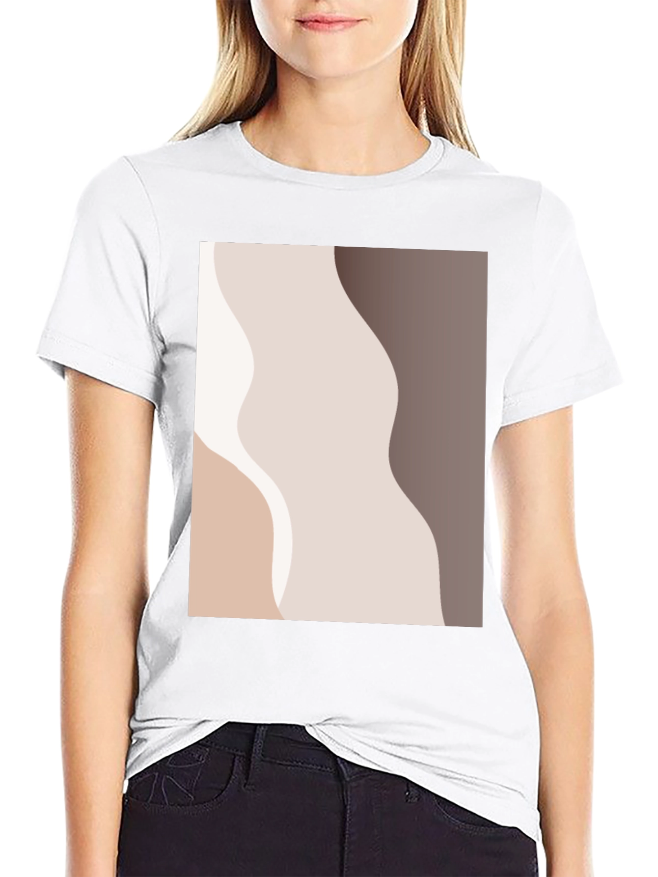 Minimalist Abstract Graphic Print Black T-Shirt