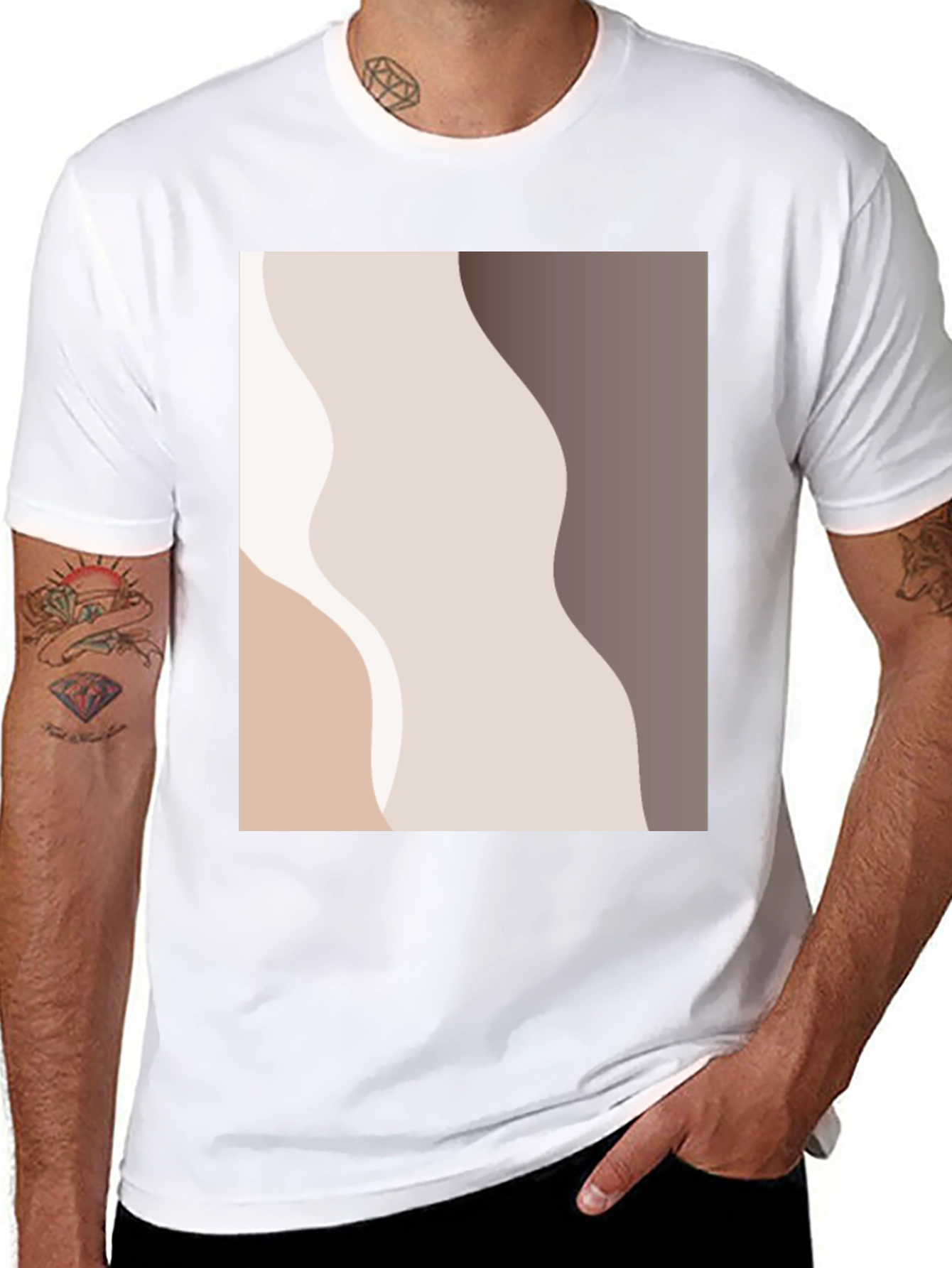 Minimalist Abstract Graphic Print Black T-Shirt