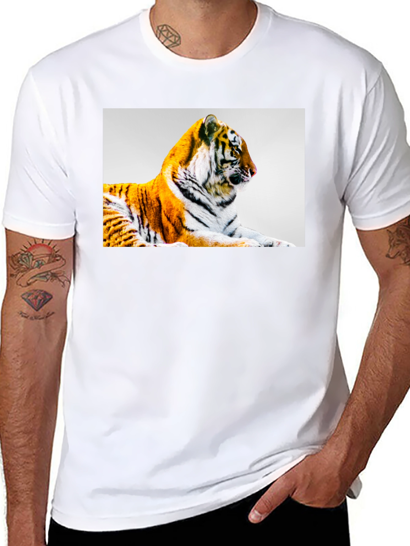 Tiger Graphic Print Black T-Shirt