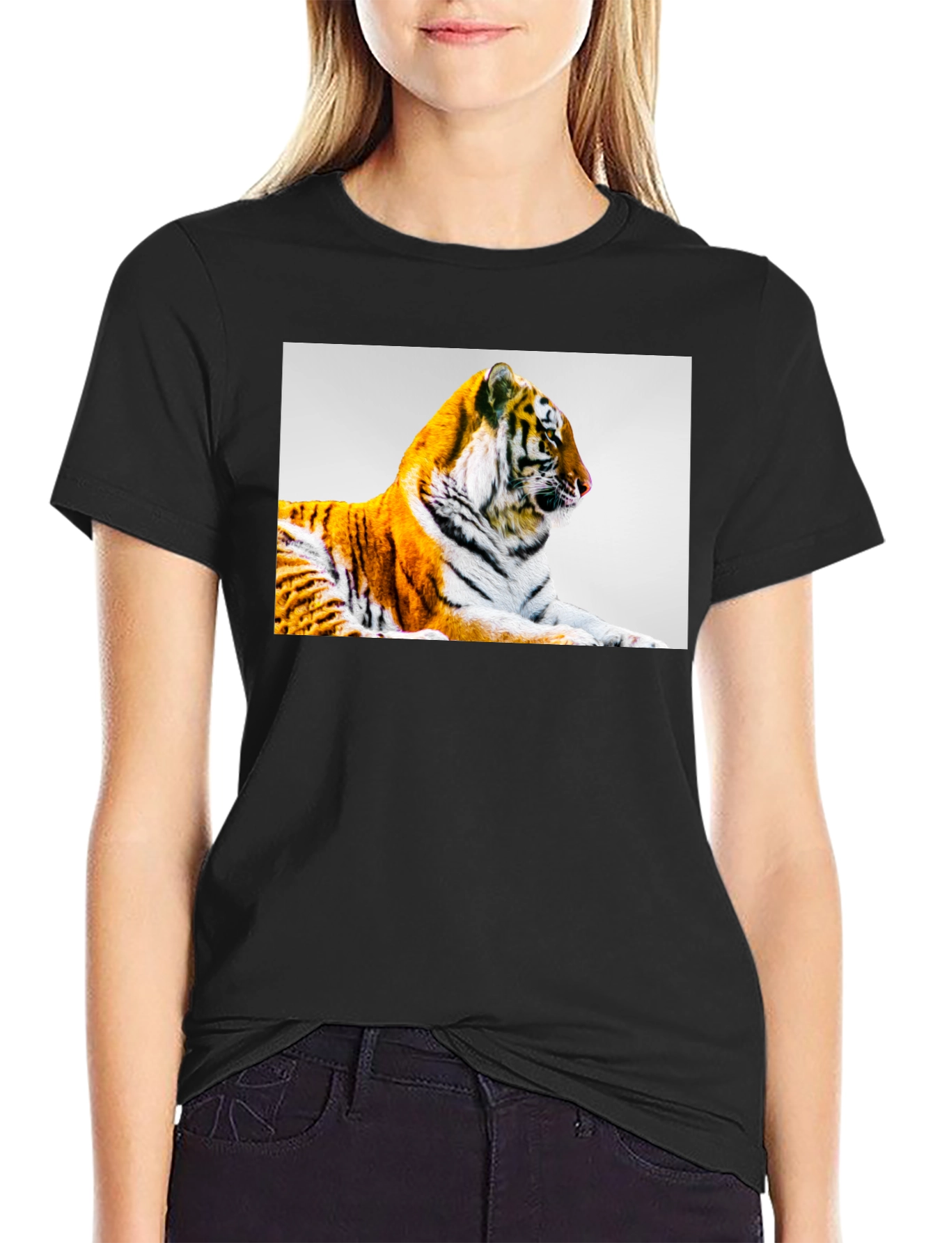 Tiger Graphic Print Black T-Shirt