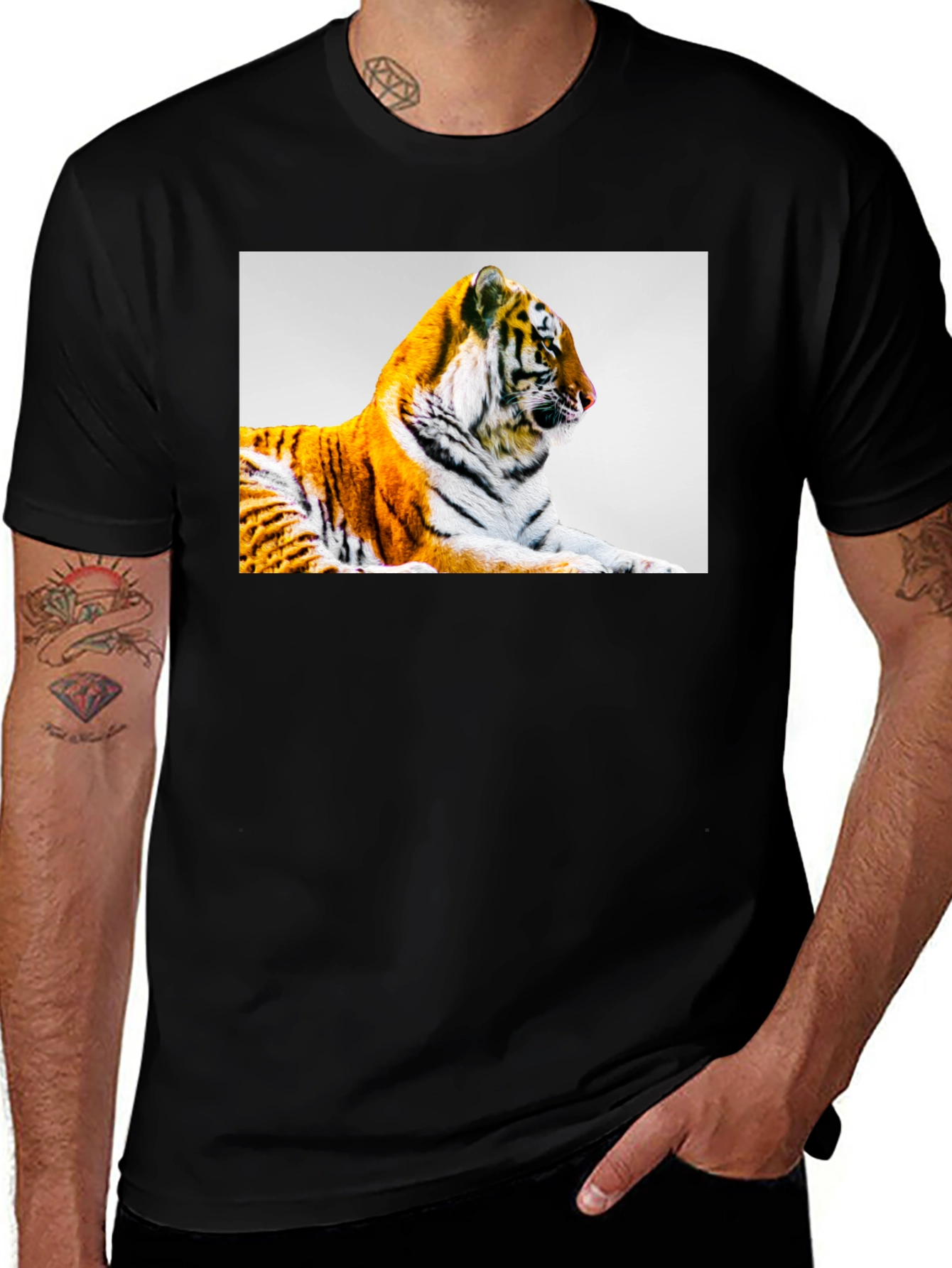 Tiger Graphic Print Black T-Shirt