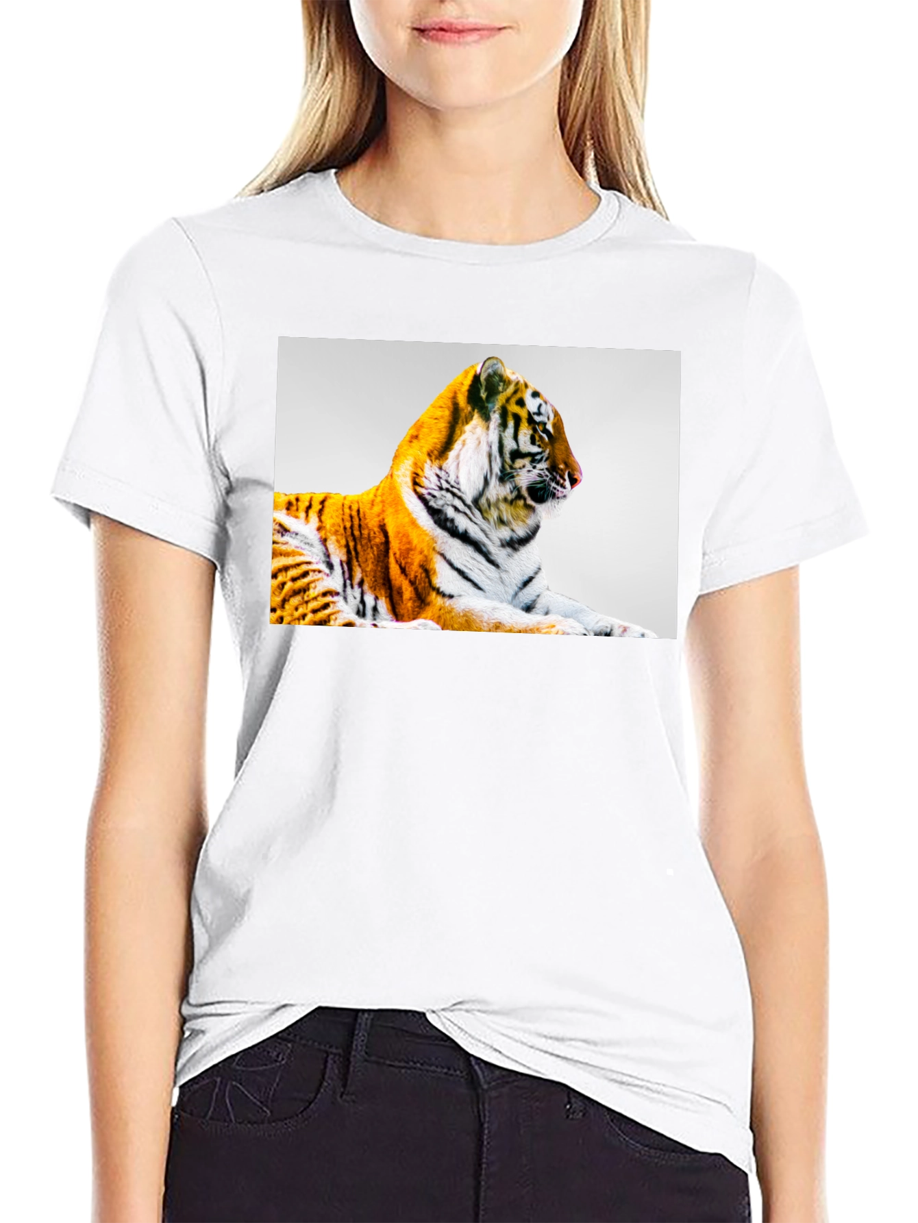 Tiger Graphic Print Black T-Shirt
