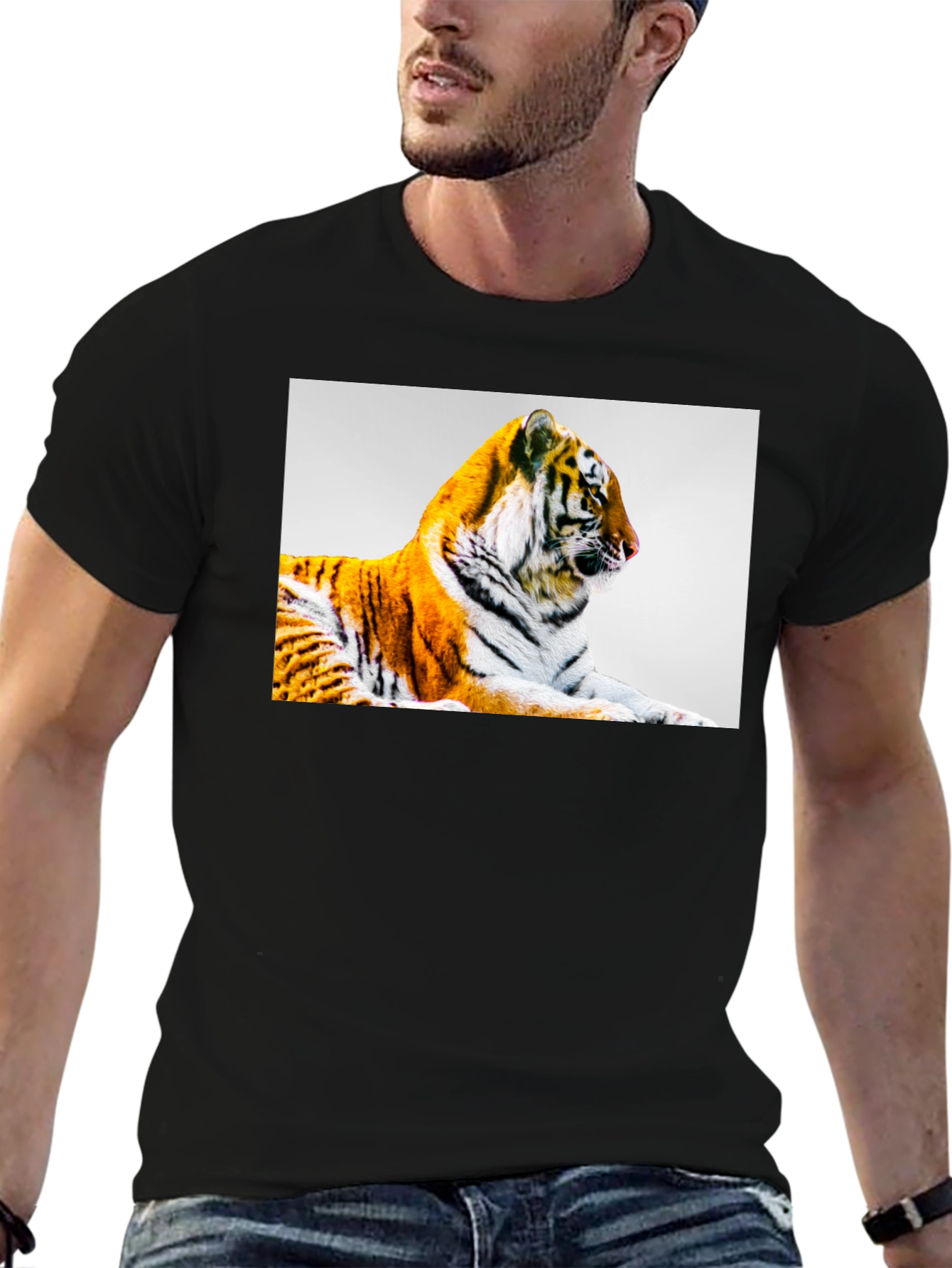 Tiger Graphic Print Black T-Shirt