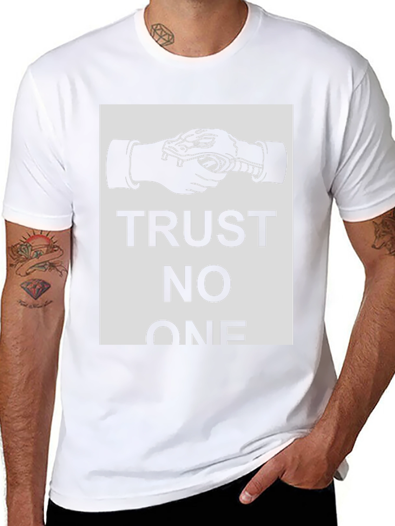 Trust No One Snake Handshake Graphic Tee