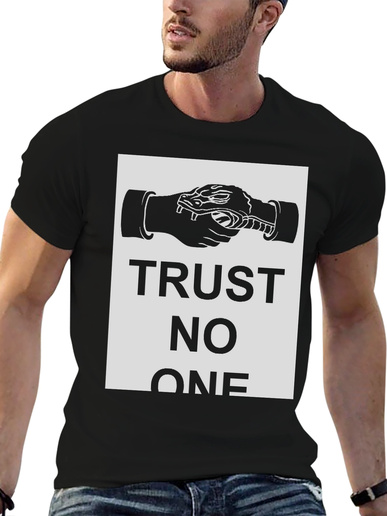 Trust No One Snake Handshake Graphic Tee
