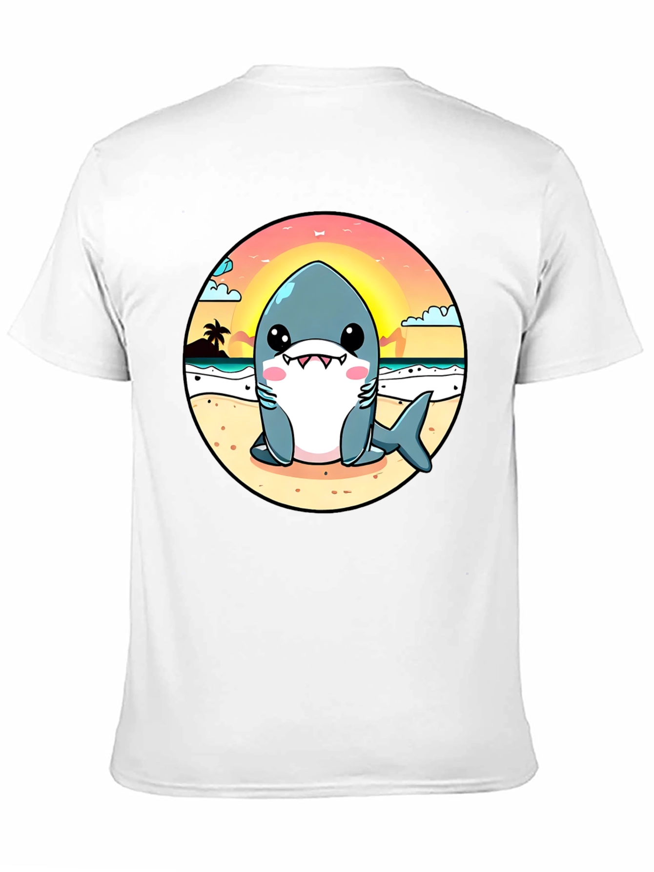 Cute Cartoon Shark on Beach T-Shirt