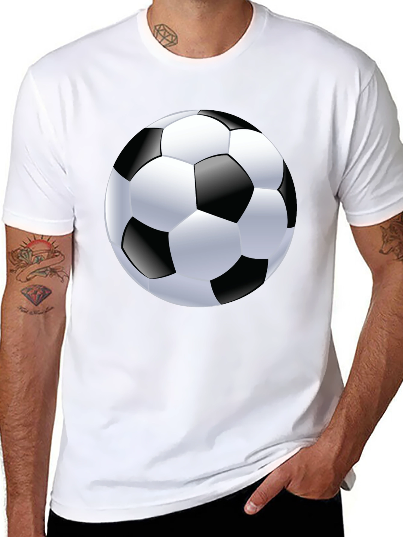 Soccer Ball Graphic Tee - Black Cotton T-Shirt