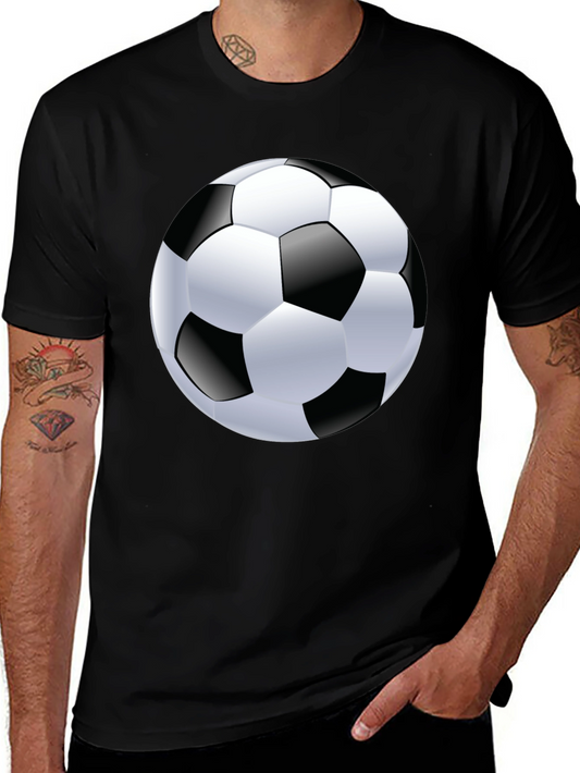 Soccer Ball Graphic Tee - Black Cotton T-Shirt