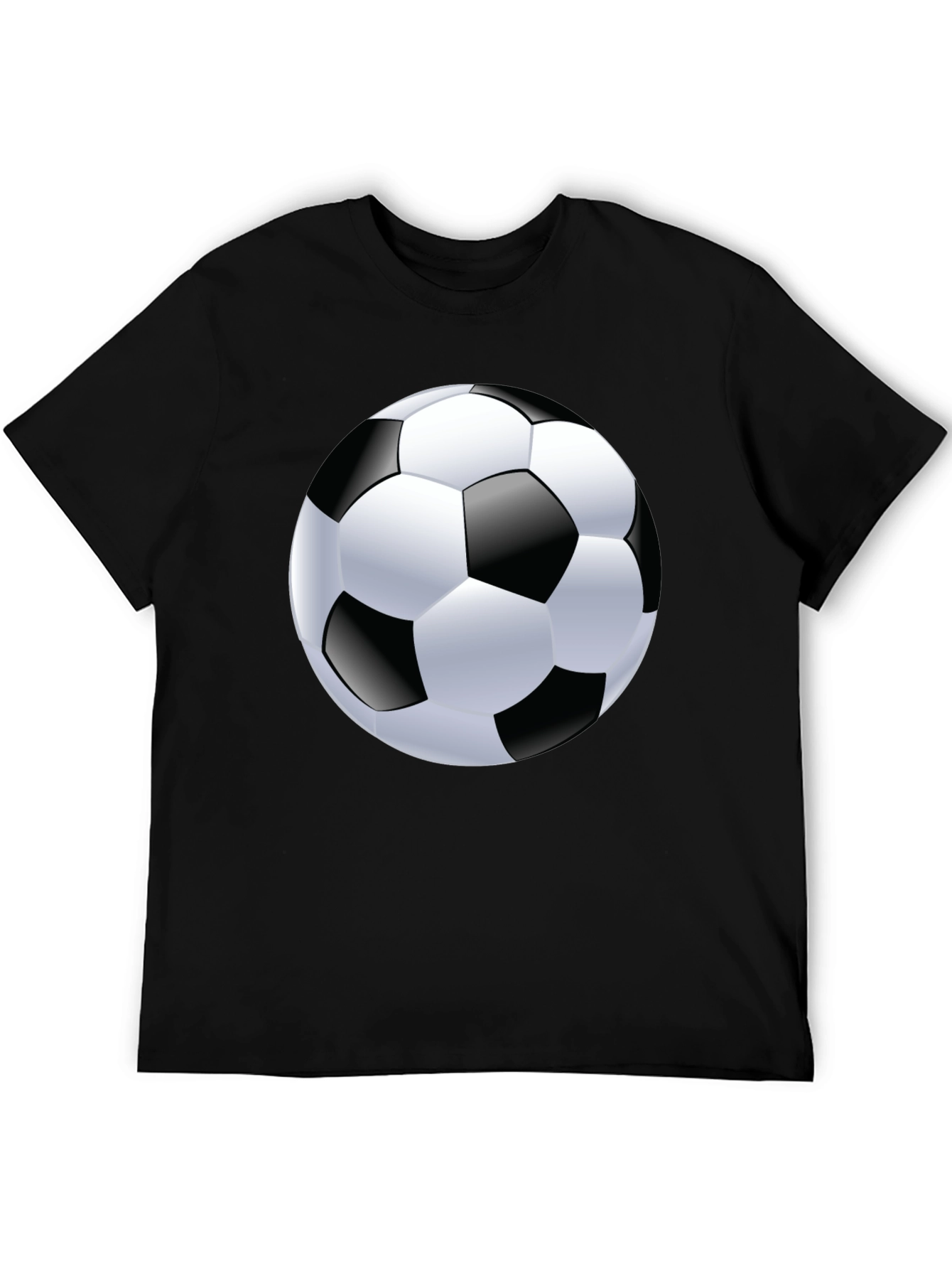 Soccer Ball Graphic Tee - Black Cotton T-Shirt