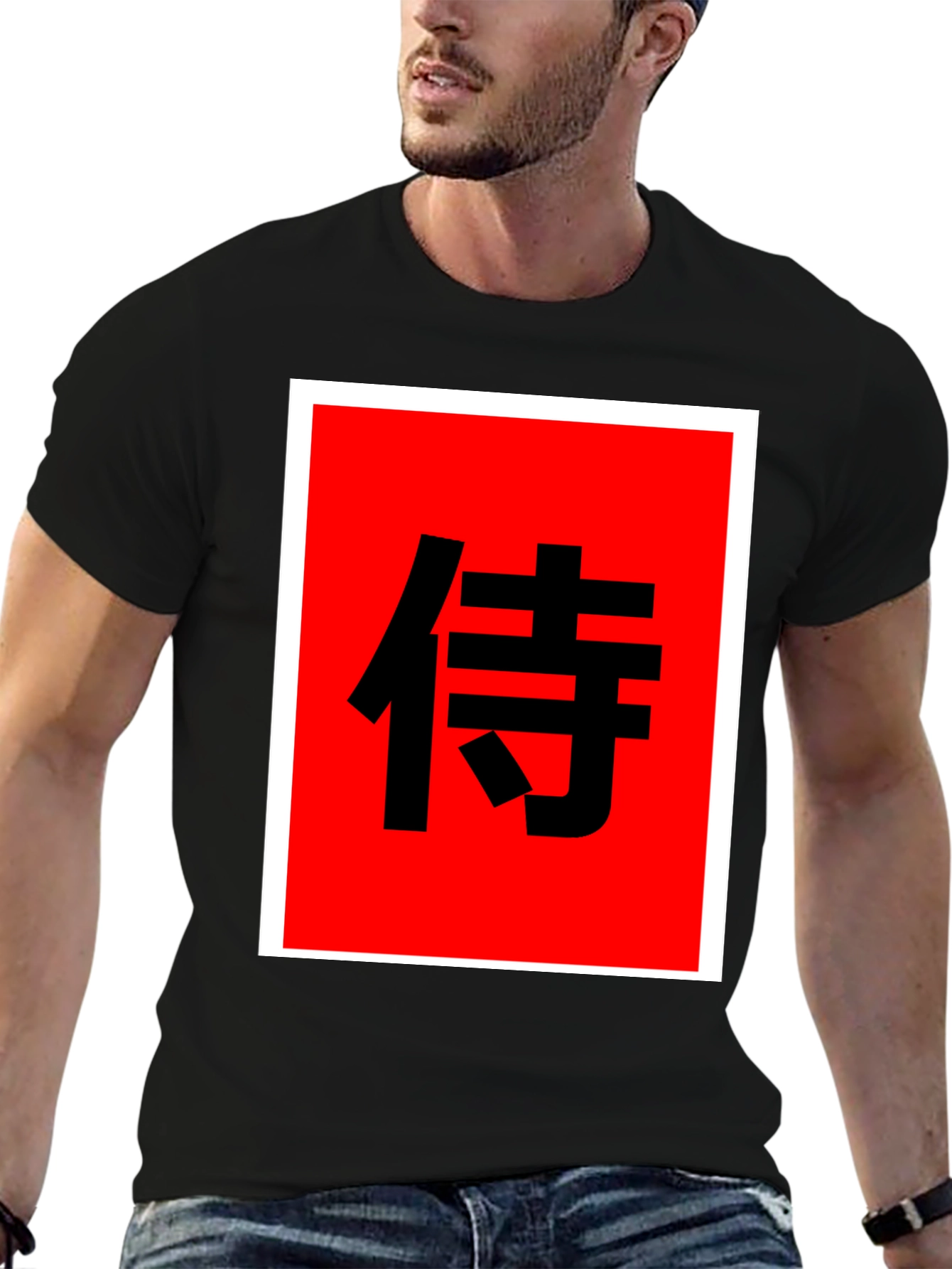 Samurai Kanji Graphic Tee - Bold Black Shirt