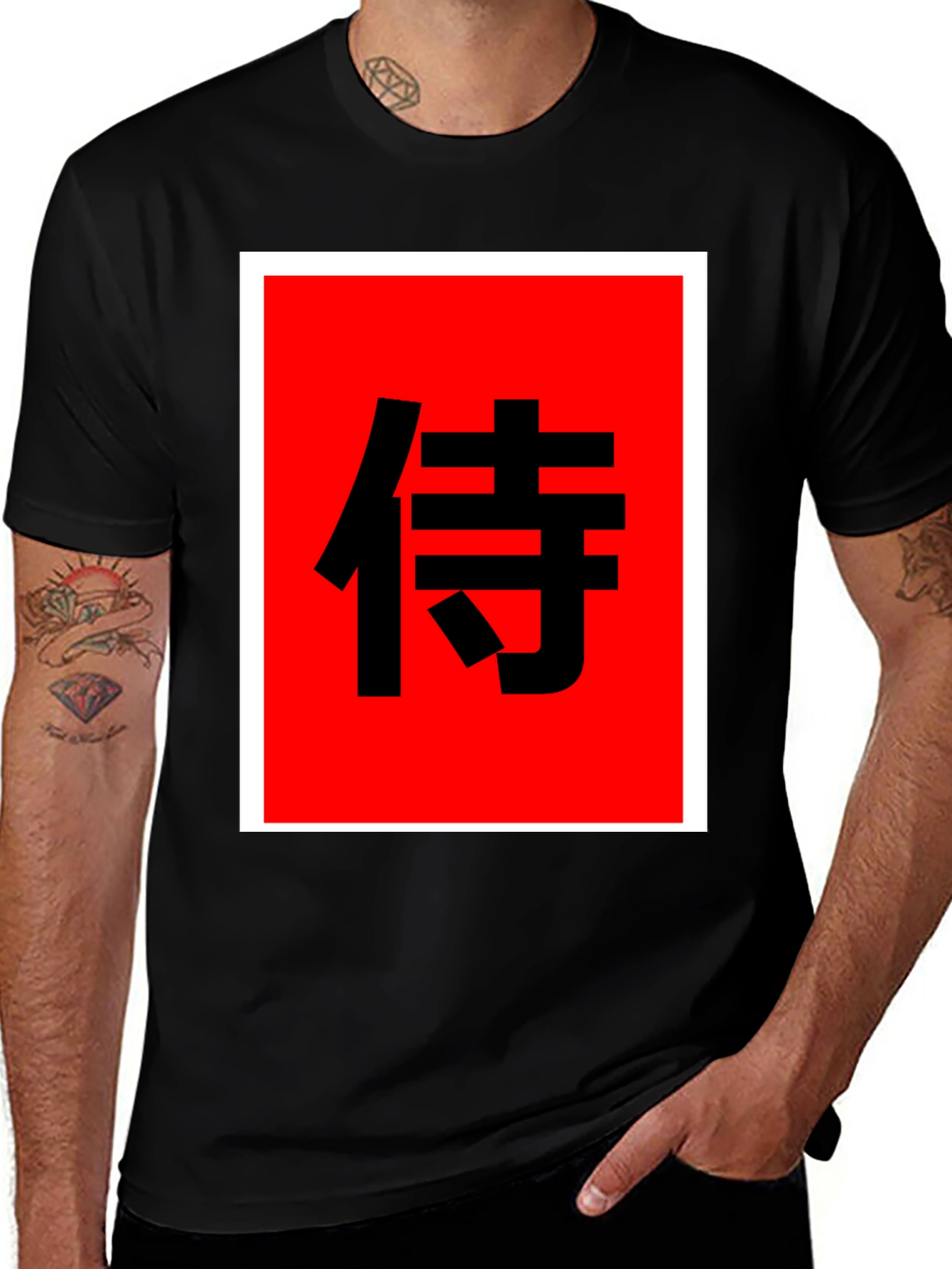 Samurai Kanji Graphic Tee - Bold Black Shirt
