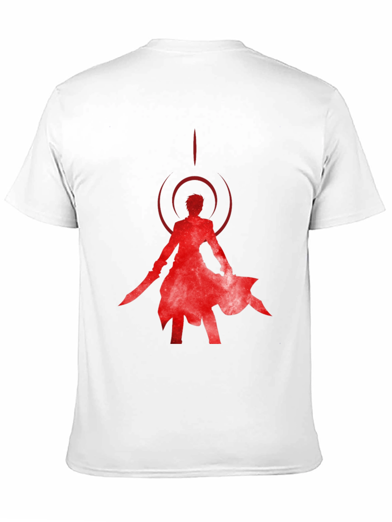 Red Anime Silhouette Black T-Shirt