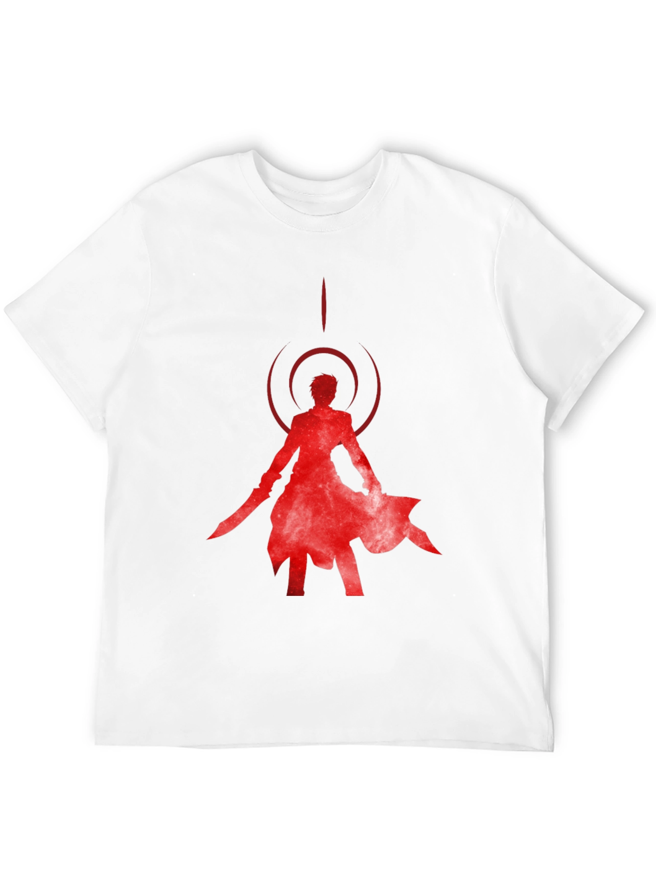 Red Anime Silhouette Black T-Shirt