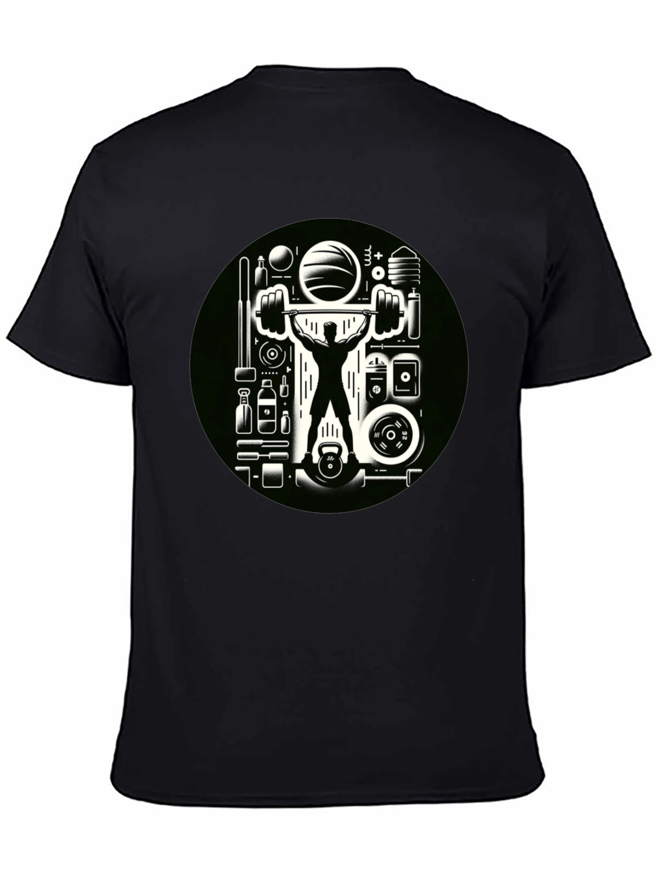 Gym Graphic Black T-Shirt - Weightlifting Design