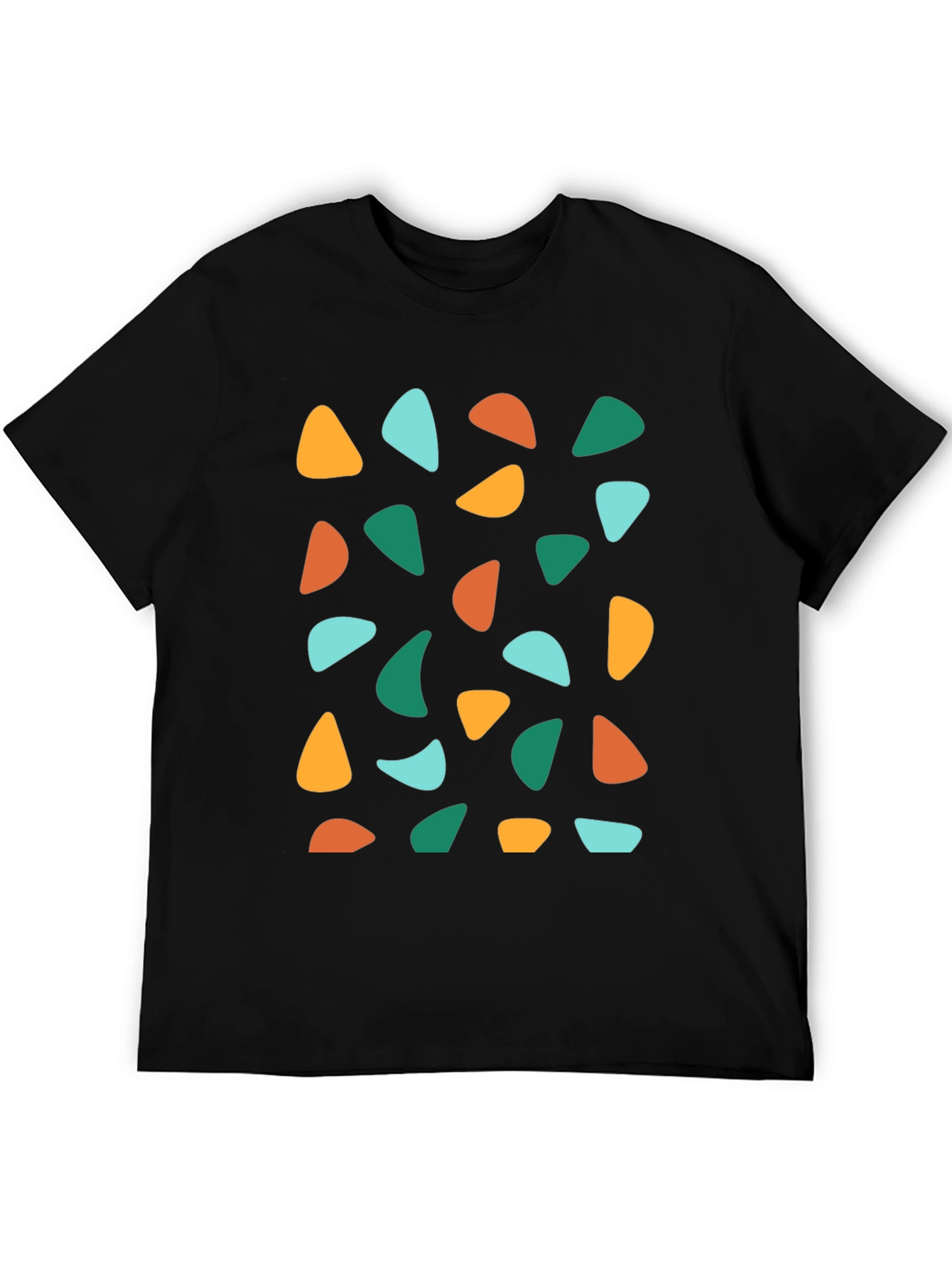 Retro Geometric Print Crew Neck T-Shirt