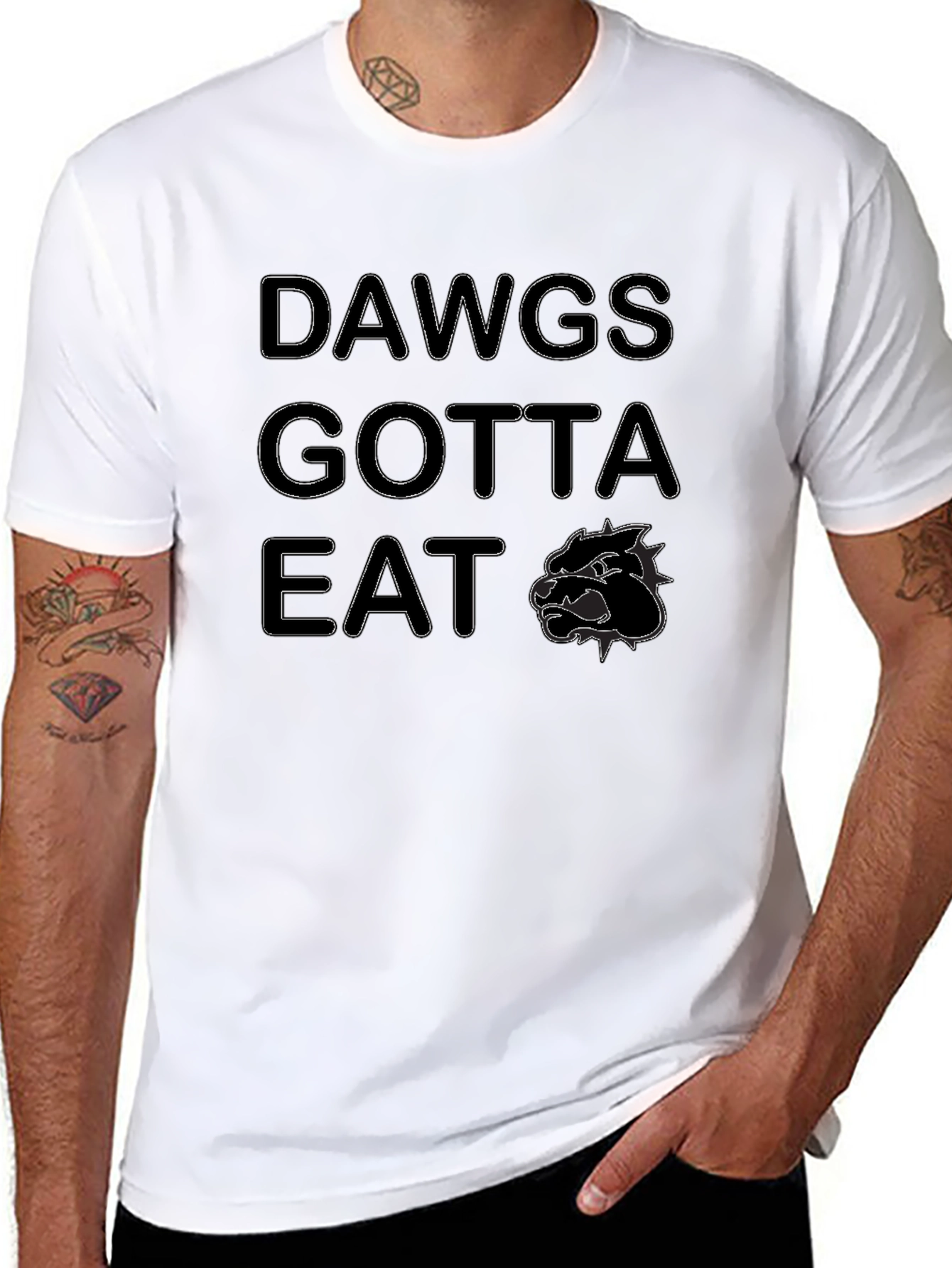 Dawgs Gotta Eat Graphic Tee - Black Cotton T-Shirt