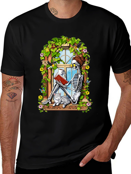Skeleton Reading Book T-Shirt