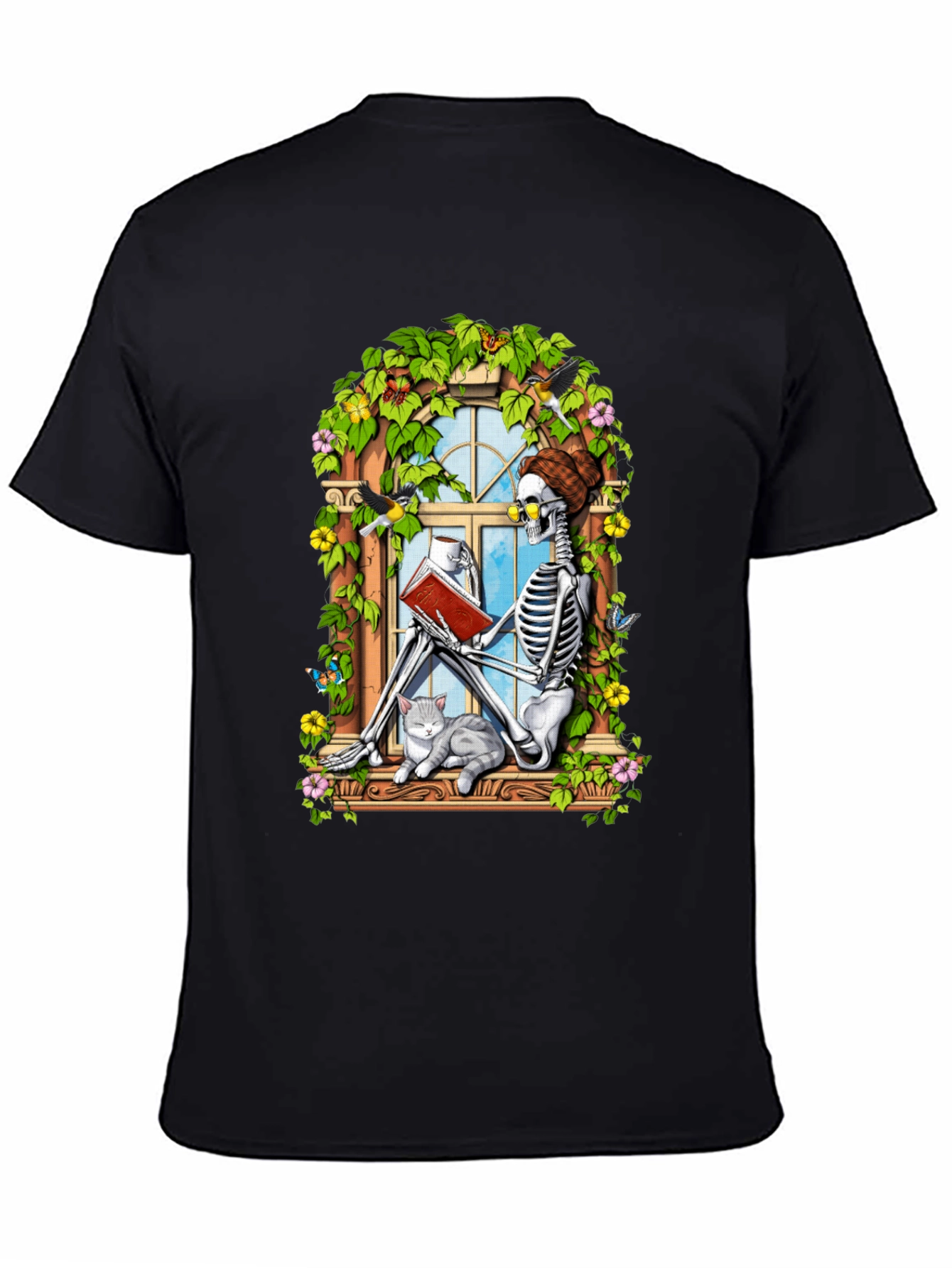 Skeleton Reading Book T-Shirt