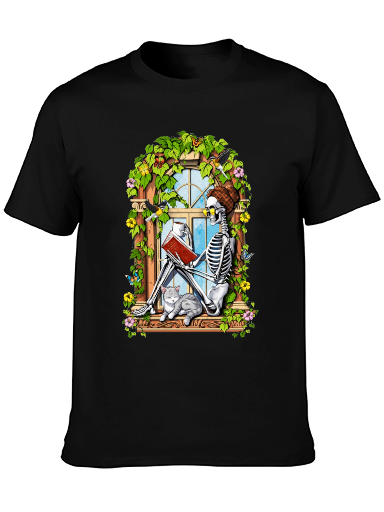 Skeleton Reading Book T-Shirt