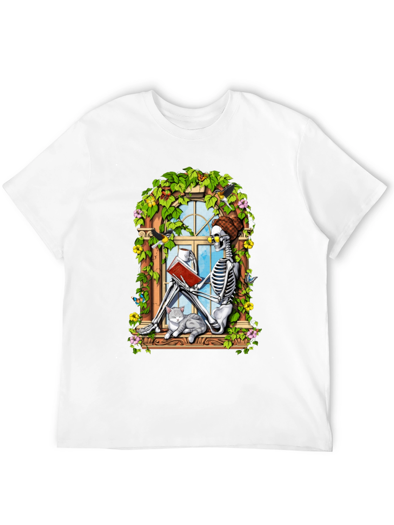 Skeleton Reading Book T-Shirt