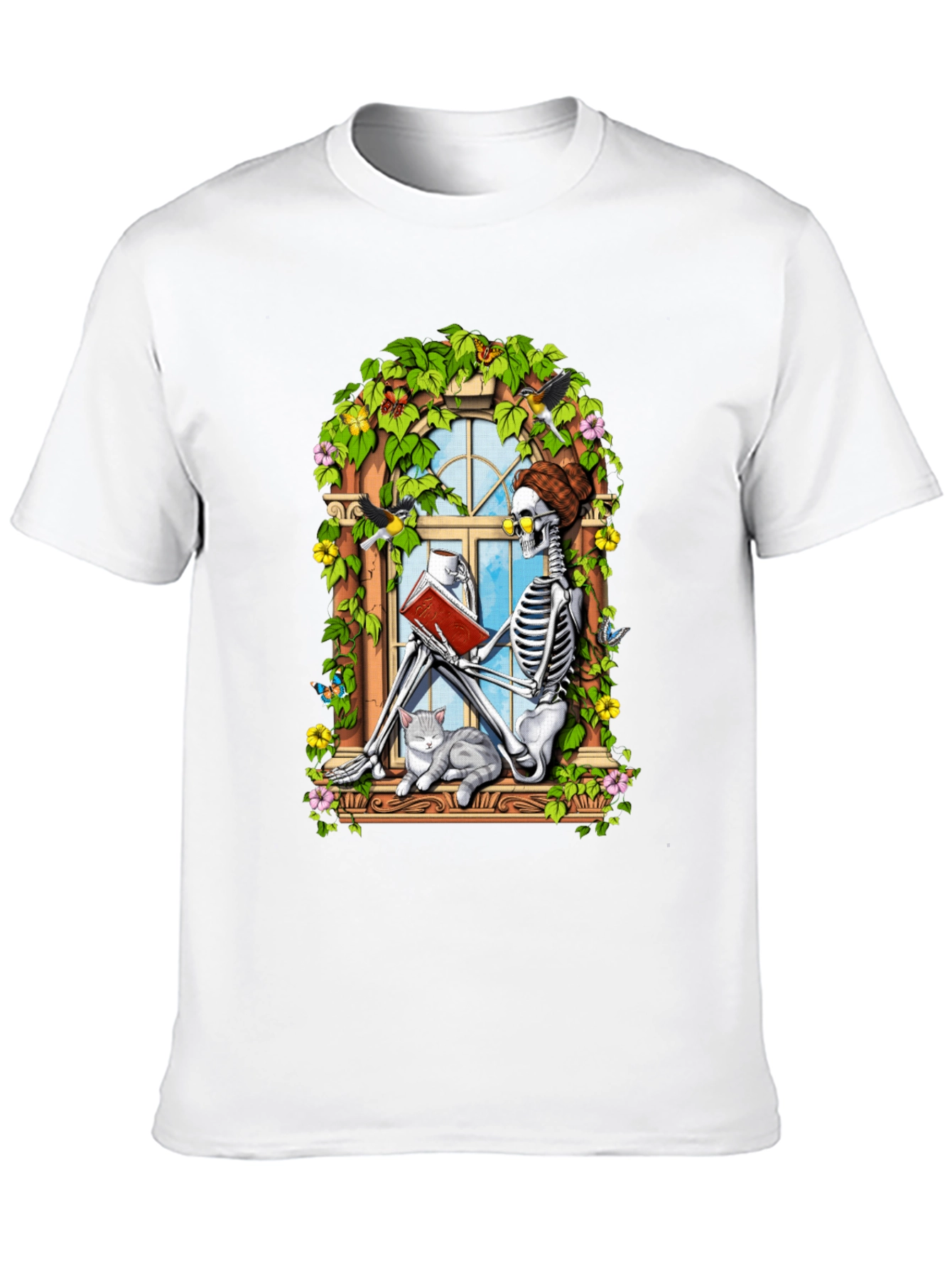 Skeleton Reading Book T-Shirt
