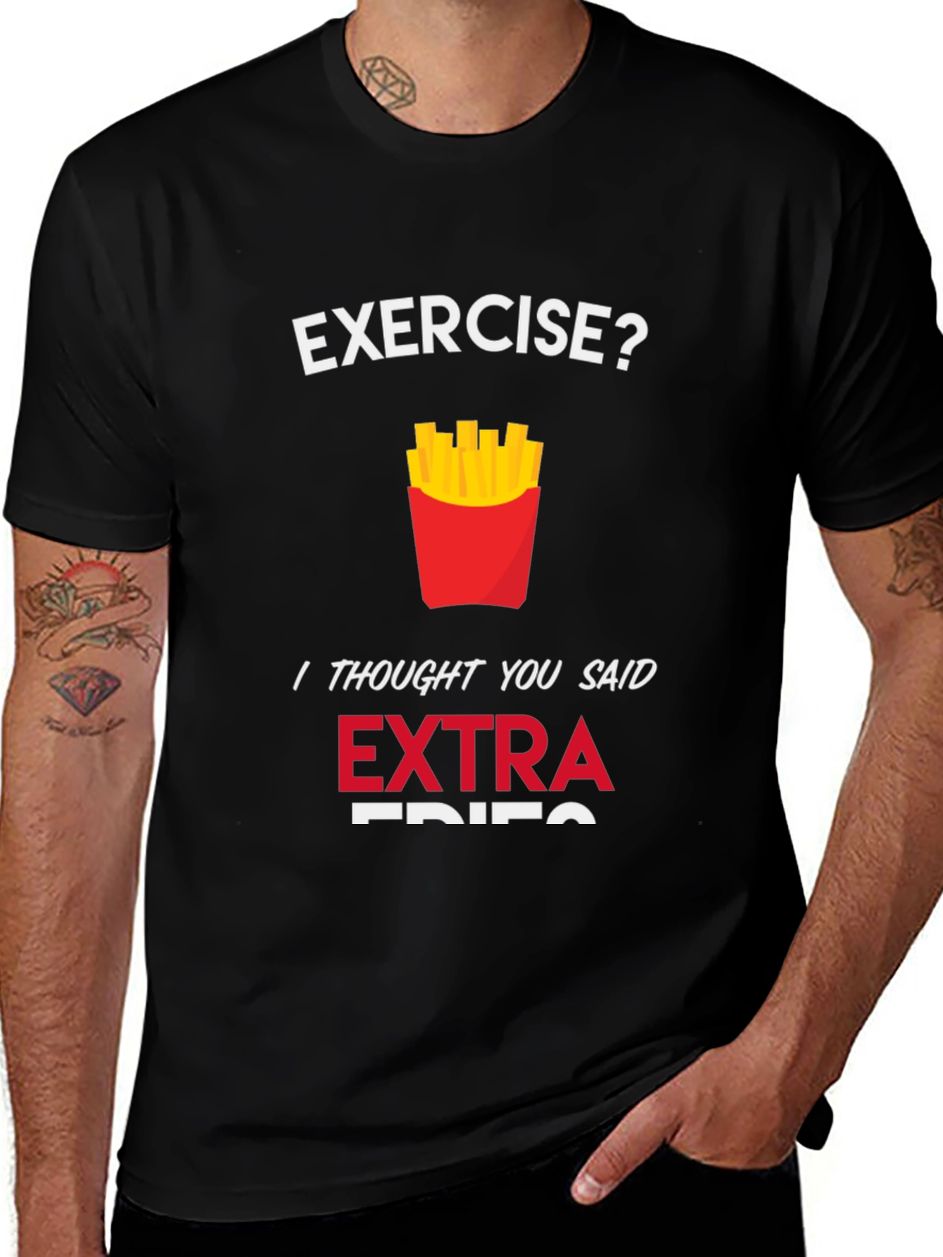 Funny Extra Fries Graphic T-Shirt for Food Lovers