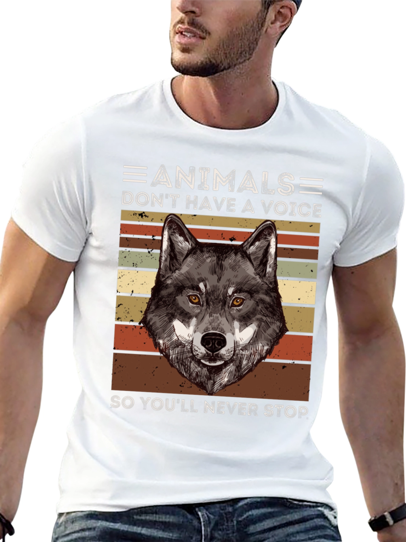 Animals Voice Wolf Graphic Tee - Black