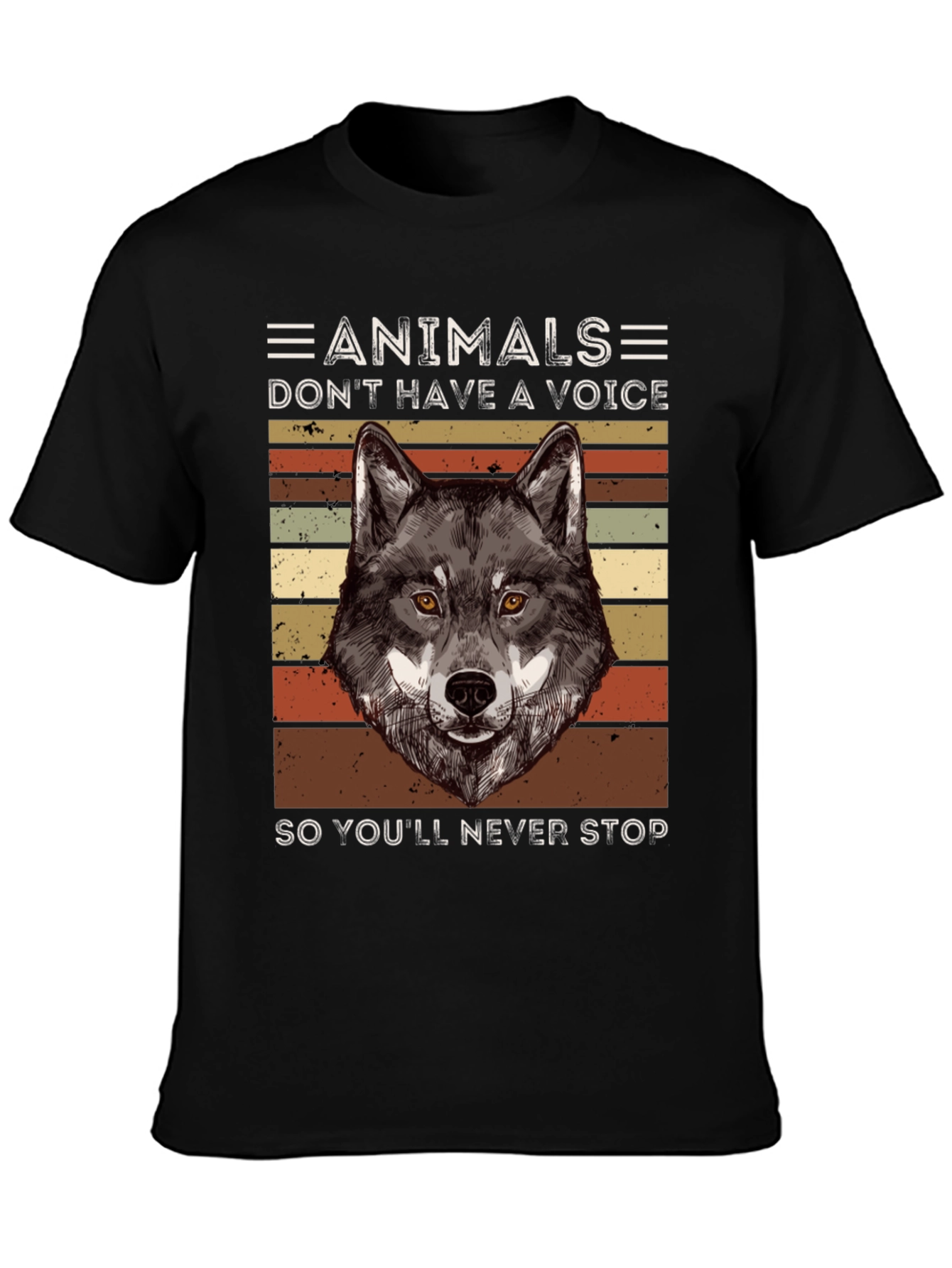 Animals Voice Wolf Graphic Tee - Black