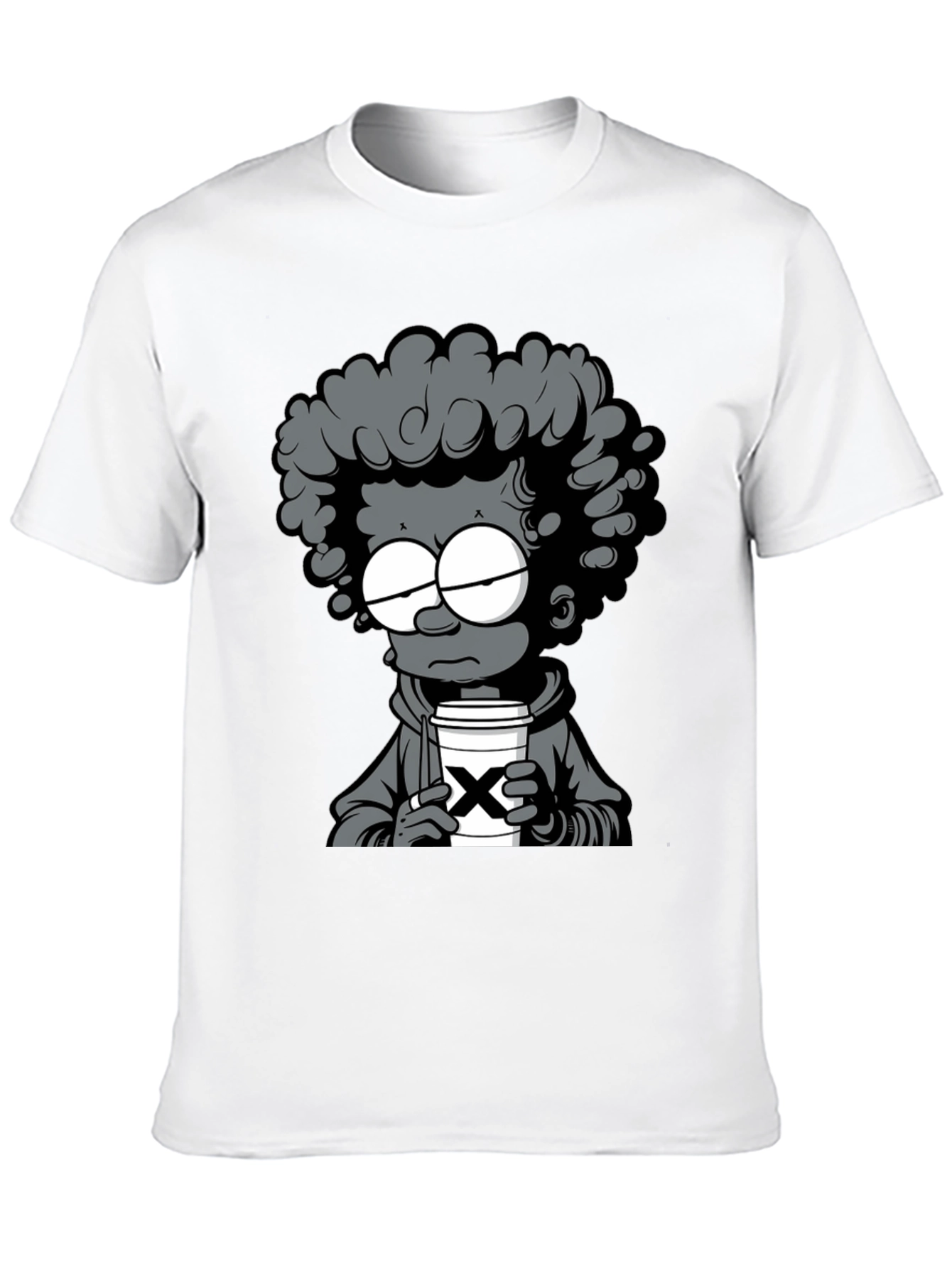 Cartoon Graphic T-Shirt - Coffee Lover