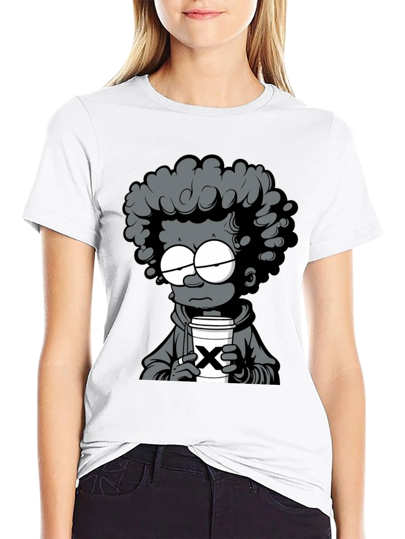 Cartoon Graphic T-Shirt - Coffee Lover
