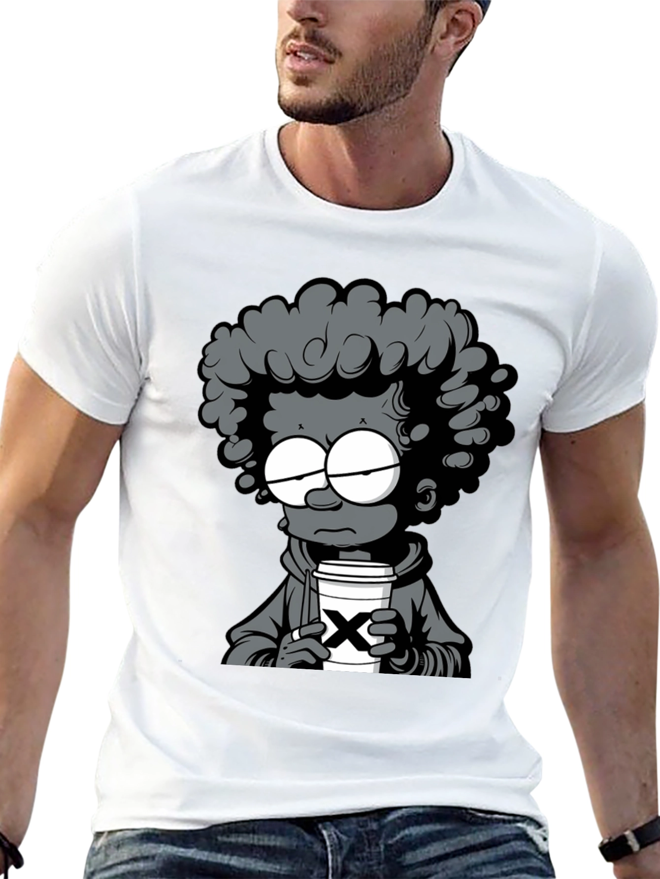 Cartoon Graphic T-Shirt - Coffee Lover